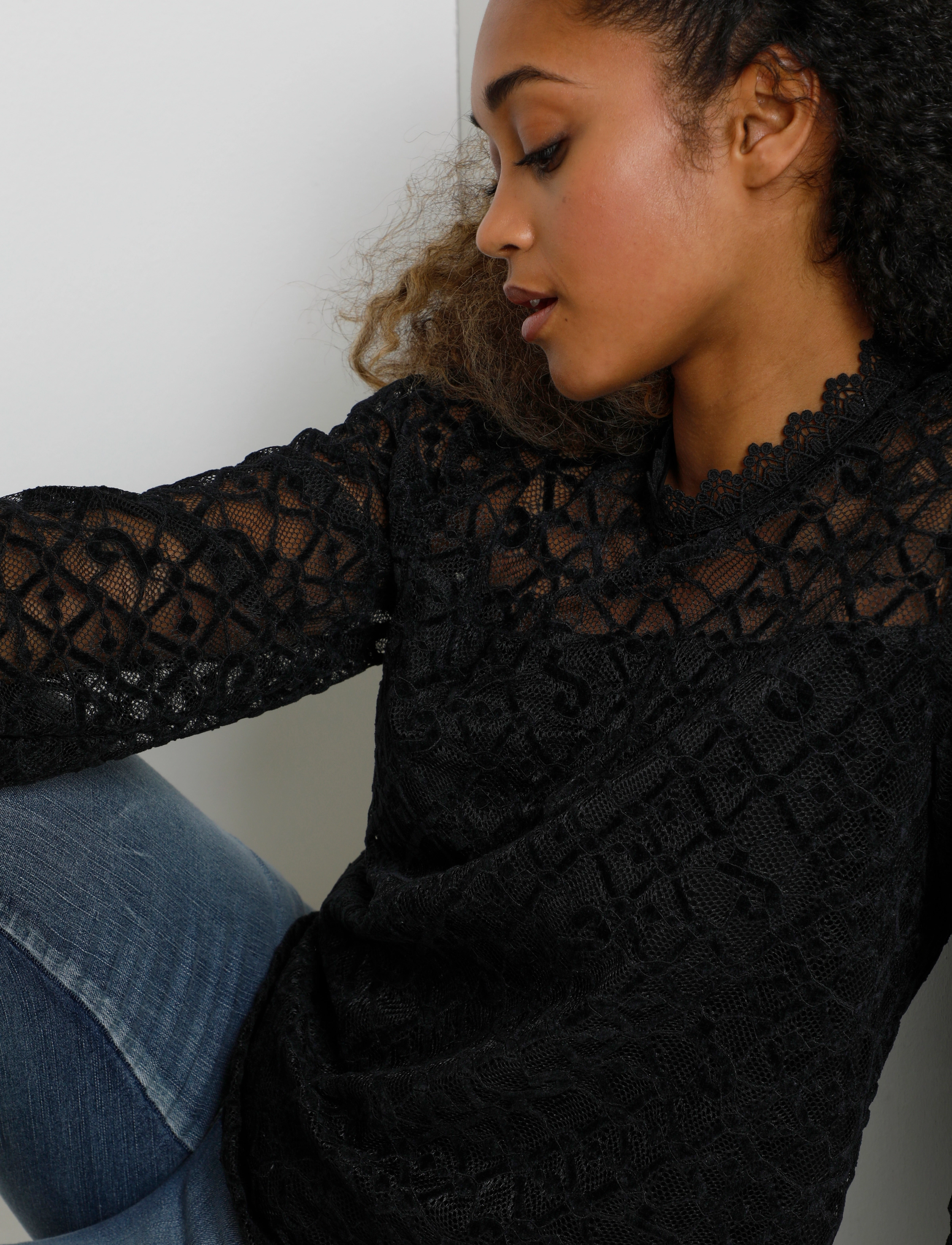 Cream - CRGila Lace Blouse - pitch black - 5