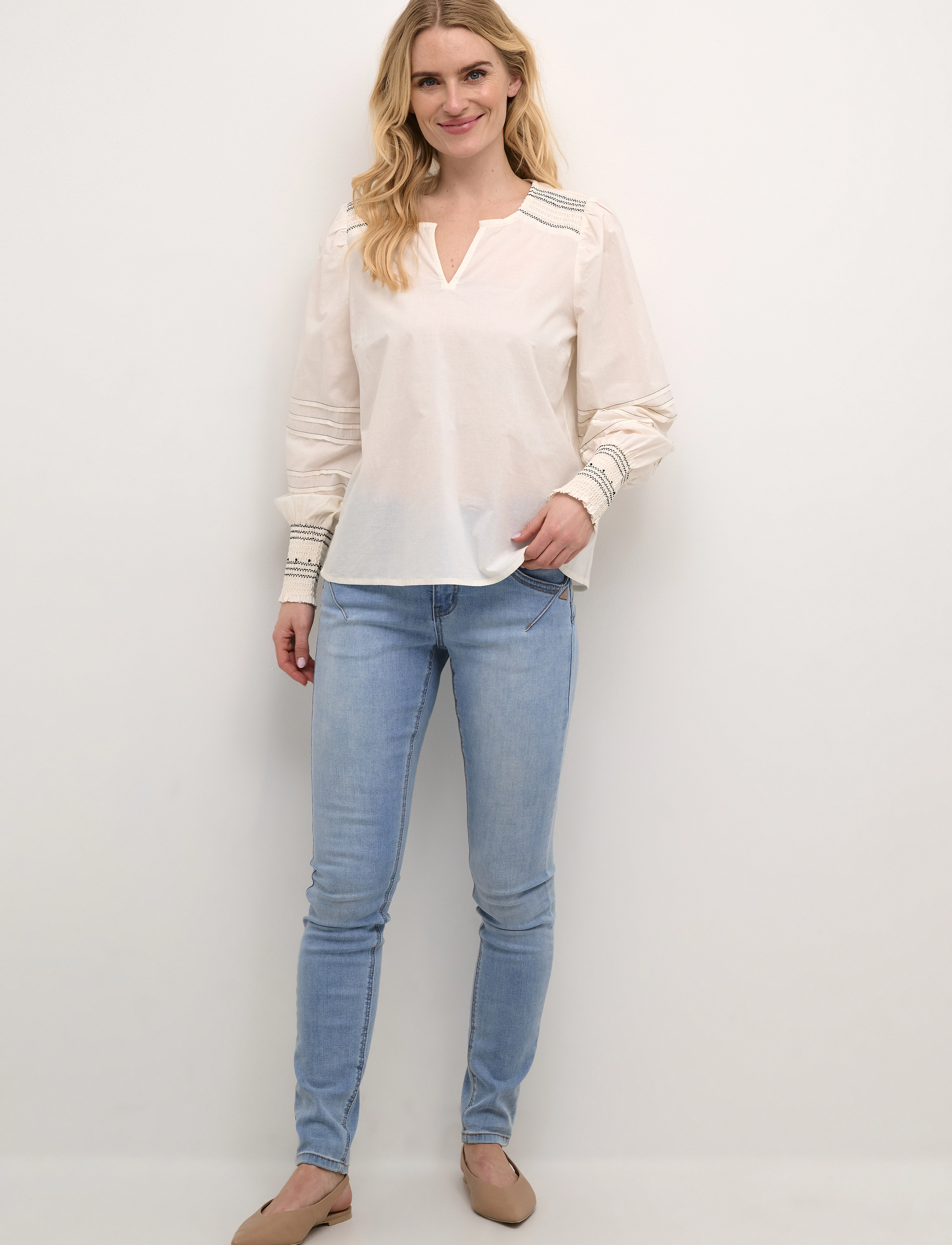 Cream - CRPaulo Blouse - pitkähihaiset puserot - eggnog - 3