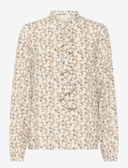 Cream - CRTiah Flounce Blouse - long-sleeved blouses - eggnog flora - 0