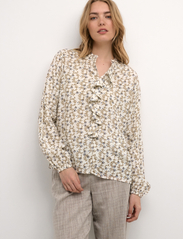 Cream - CRTiah Flounce Blouse - long-sleeved blouses - eggnog flora - 2