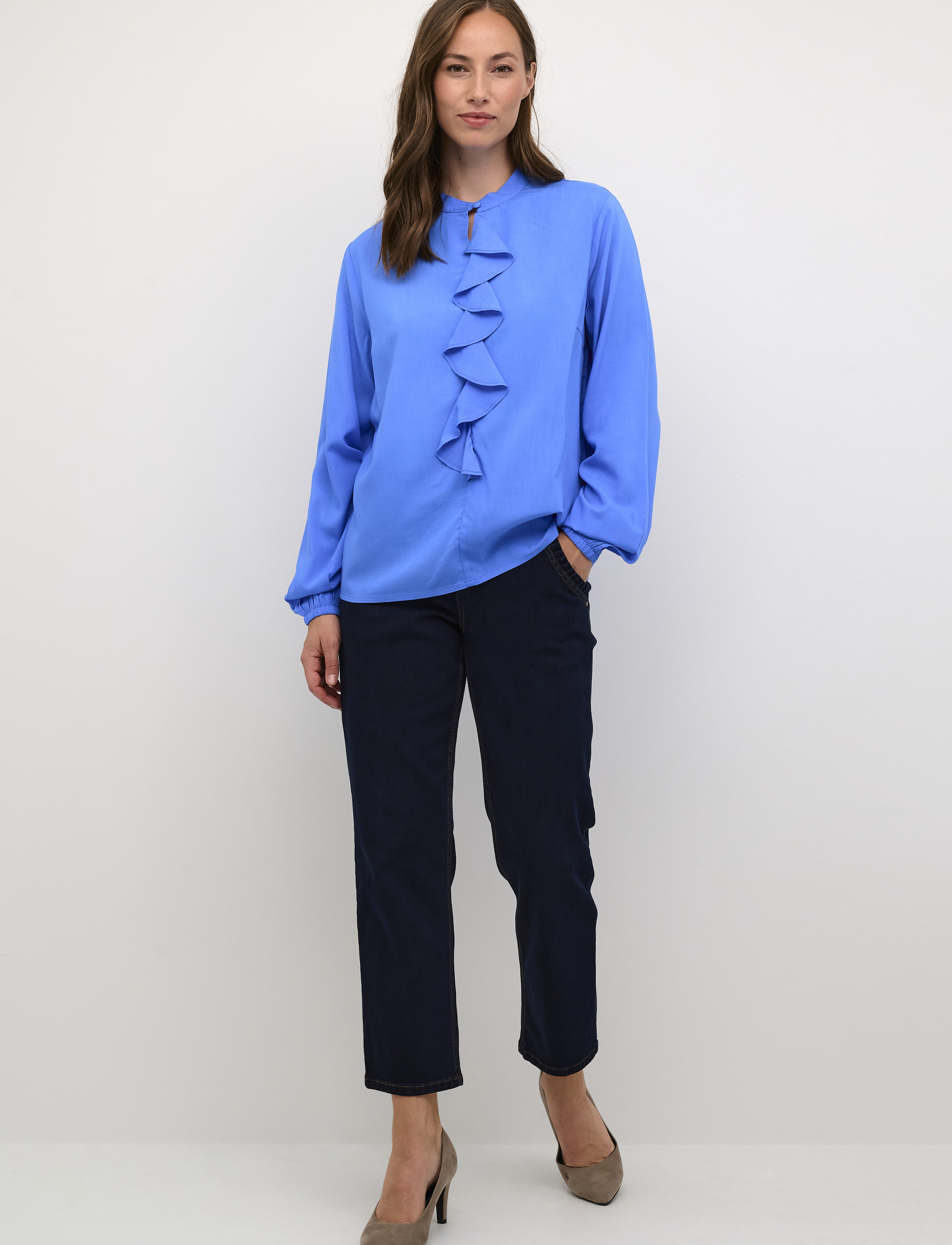 Cream - CRTiah Flounce Blouse - langärmlige blusen - marina - 3