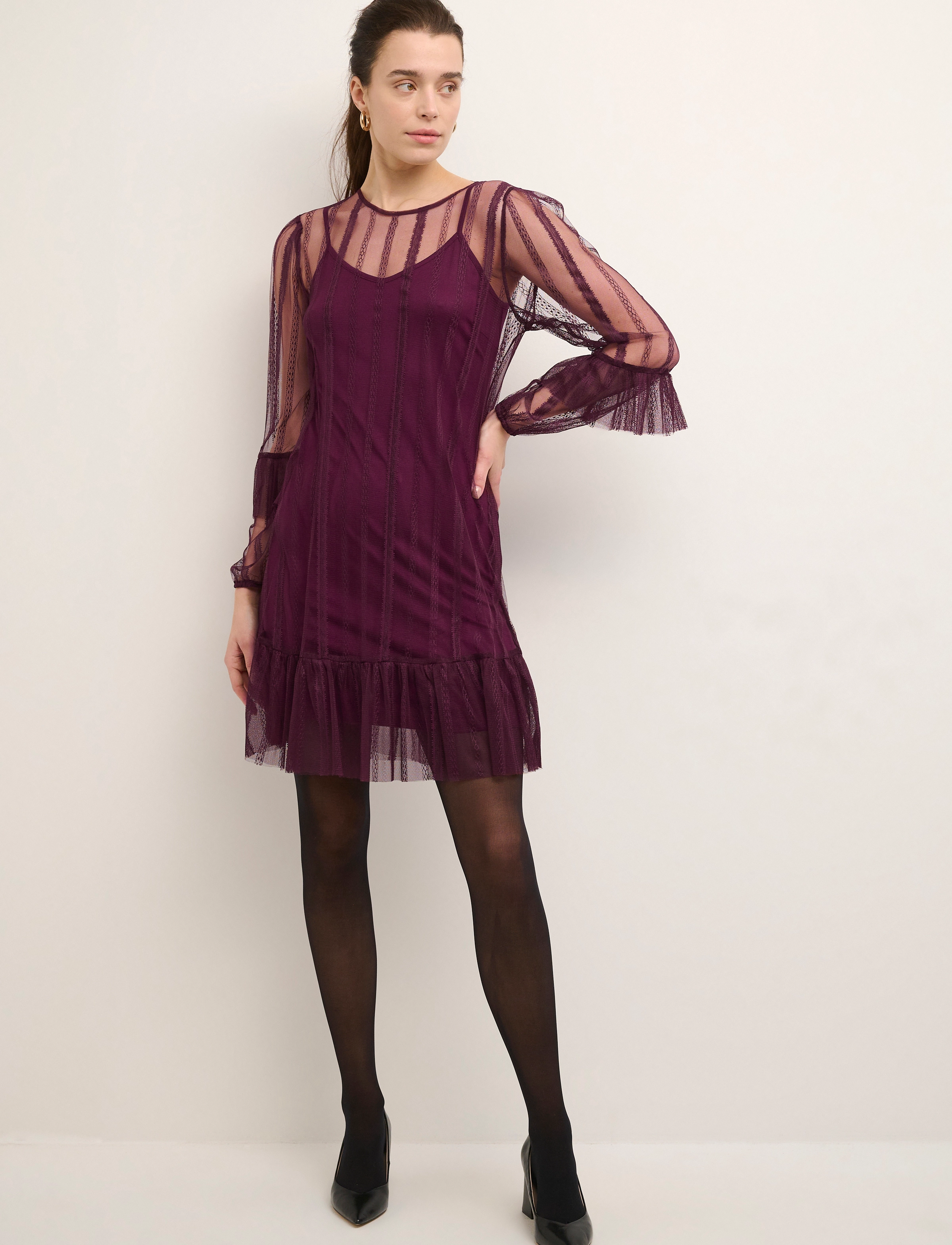 Cream - CRFlake Mesh Dress - Kim Fit - kurze kleider - winetasting - 4
