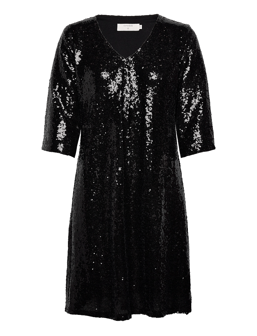 Cream - CRCupid Sequin Dress - Kim Fit - paljettkjoler - pitch black - 1