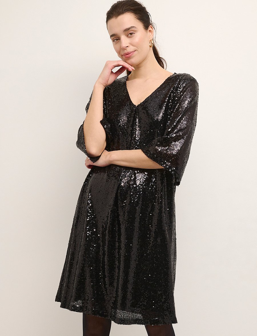 Cream - CRCupid Sequin Dress - Kim Fit - paljettkjoler - pitch black - 0