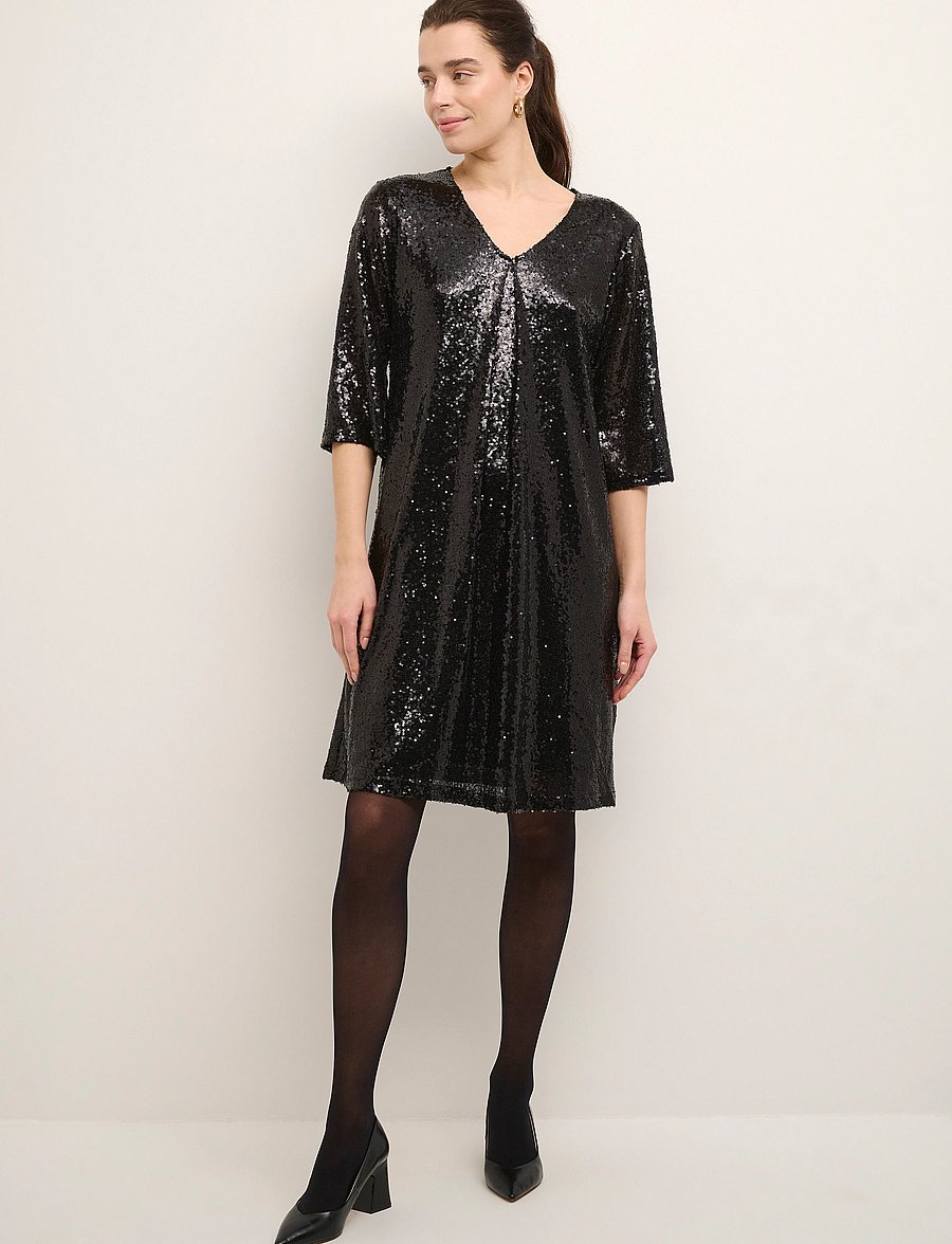 Cream - CRCupid Sequin Dress - Kim Fit - paljettkjoler - pitch black - 3