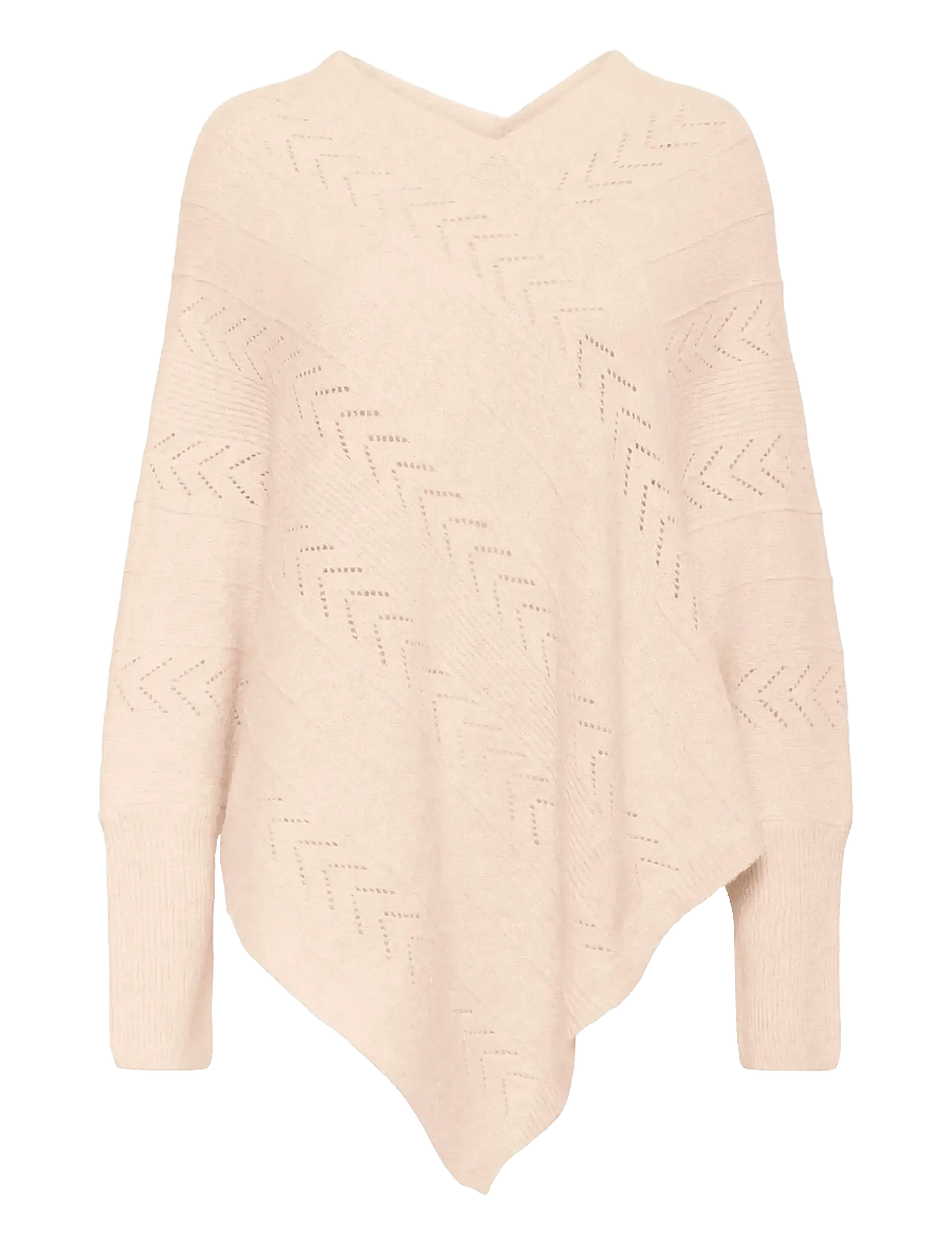Cream - CRHoliday Knit Poncho - ponchos & capes - oat melange - 1