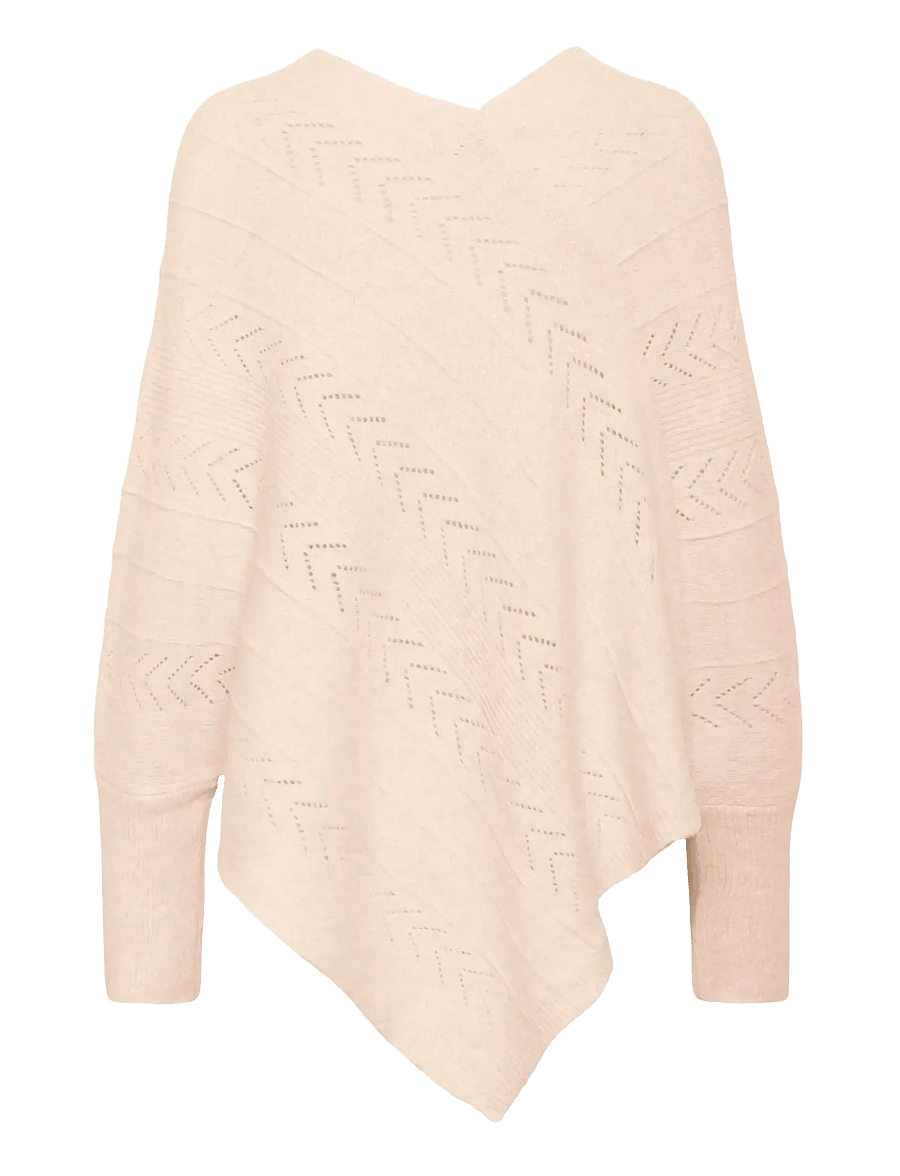 Cream - CRHoliday Knit Poncho - ponchos & capes - oat melange - 2