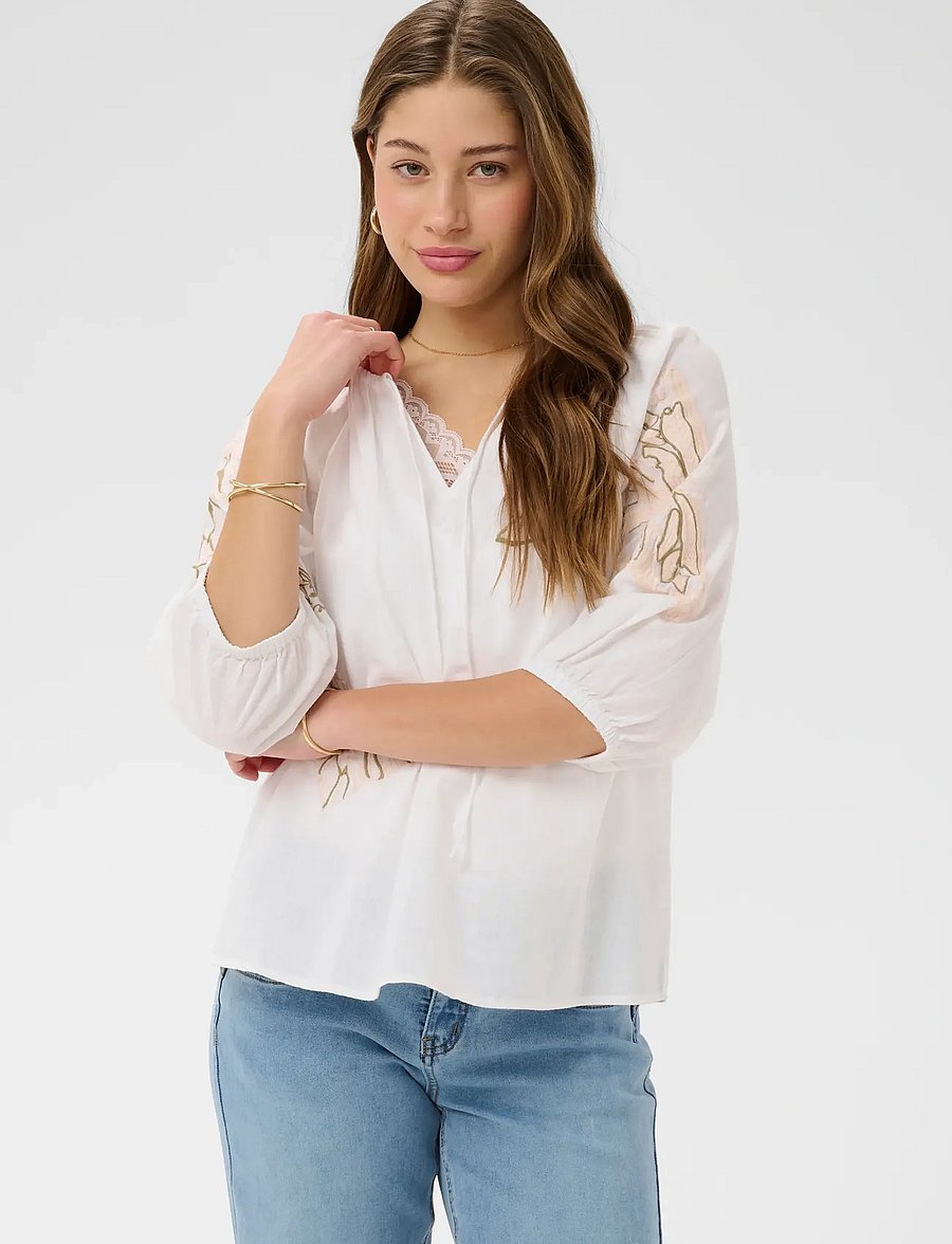 Cream - CRTrulla Top - varrukateta topid - snow white - 0