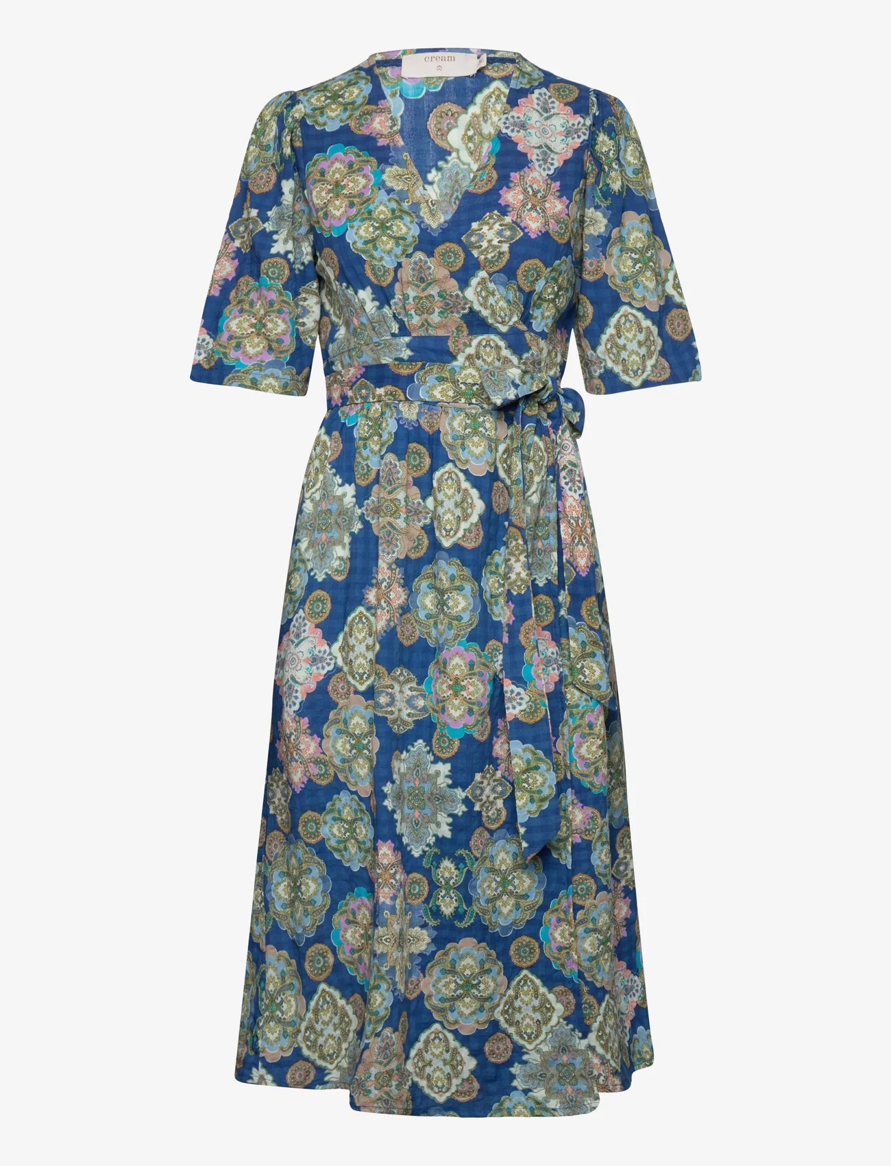 Cream - CRJolly Wrap Dress - Zally Fit - kleitas ar pārlikumu - deja vu blue ethnic tile - 0
