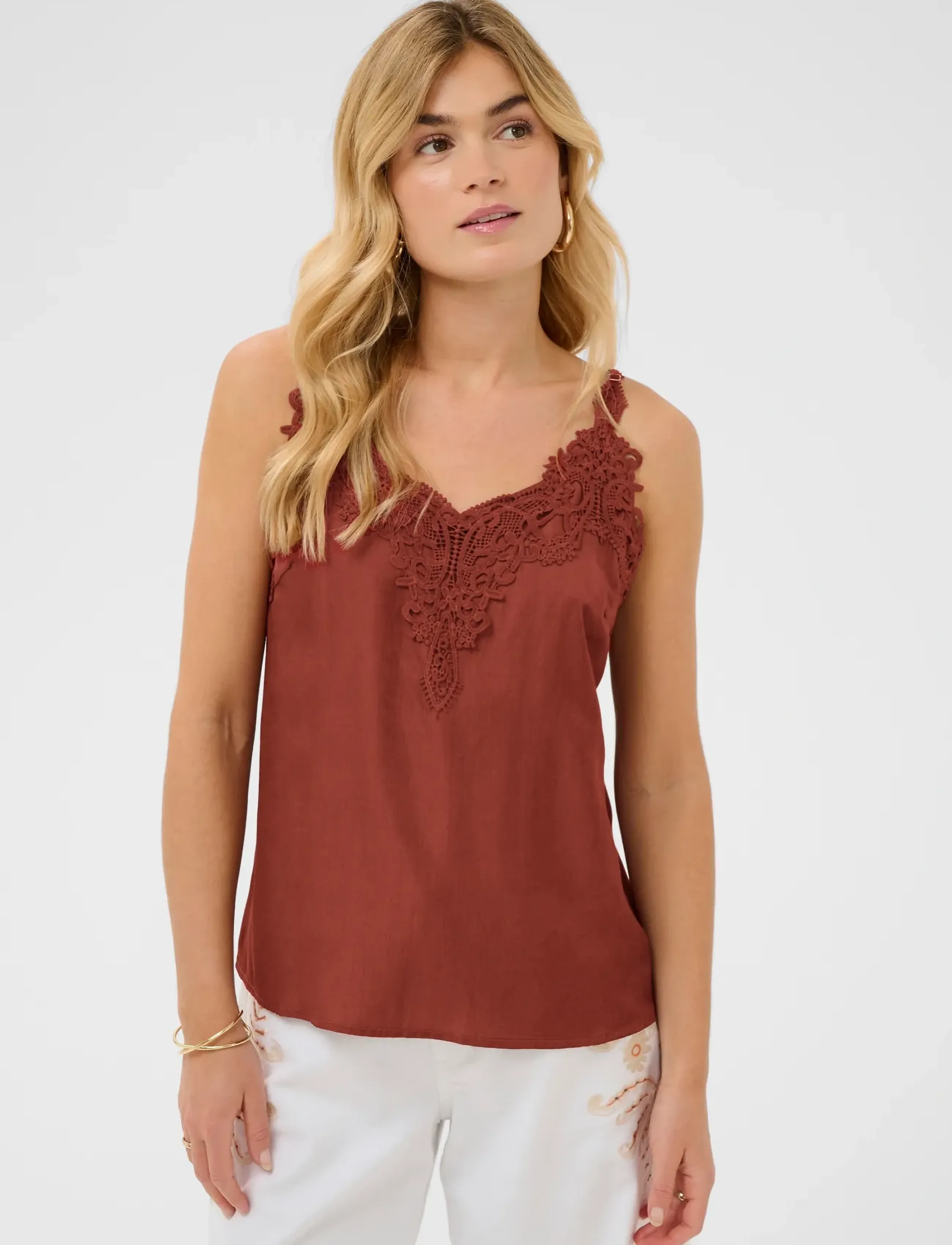 Cream Cranna Top, Kvinder, Blonde Cami Top, Brun, Str: 40