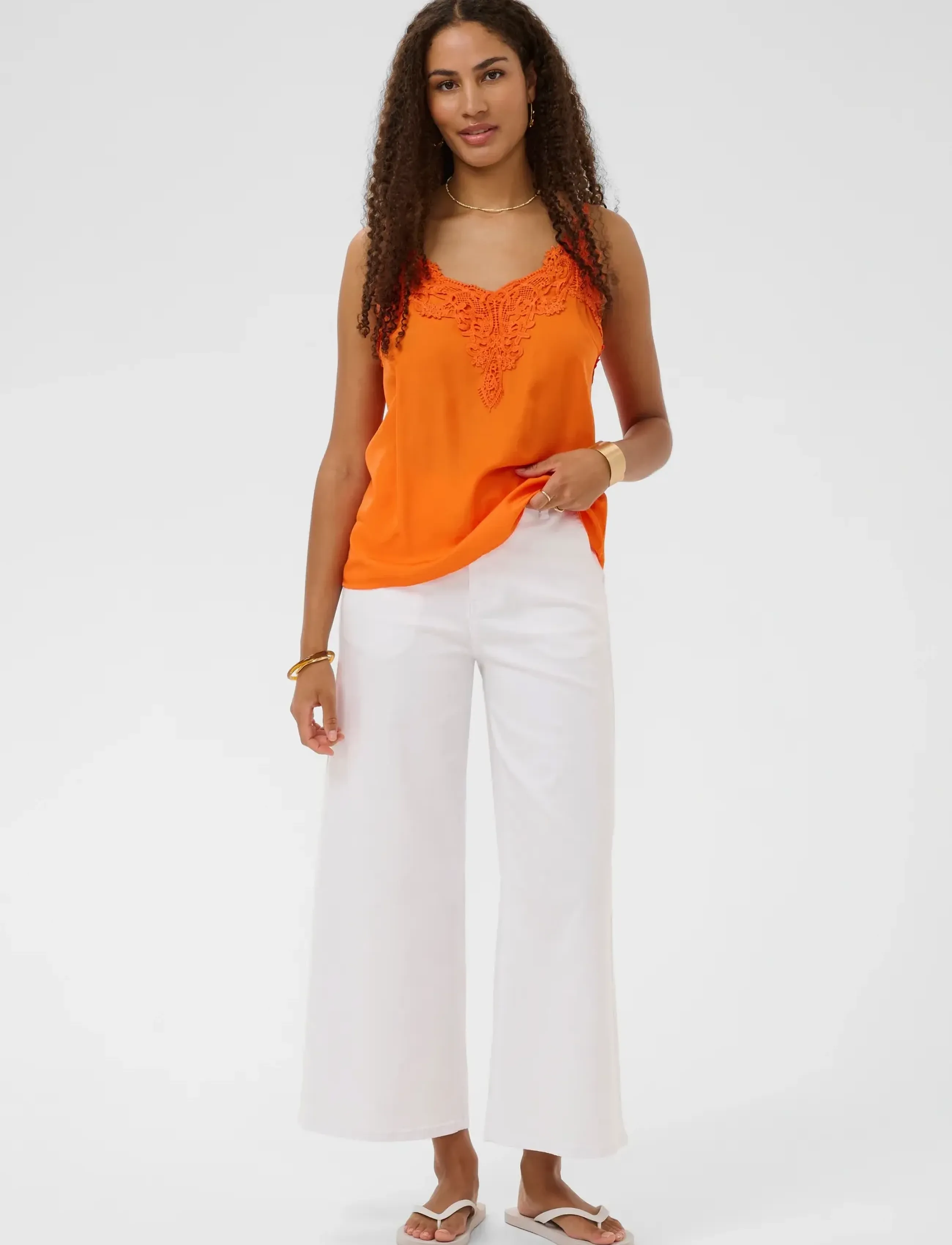 Cream Cranna Top, Kvinder, Blonde Cami Top, Orange, Str: 40