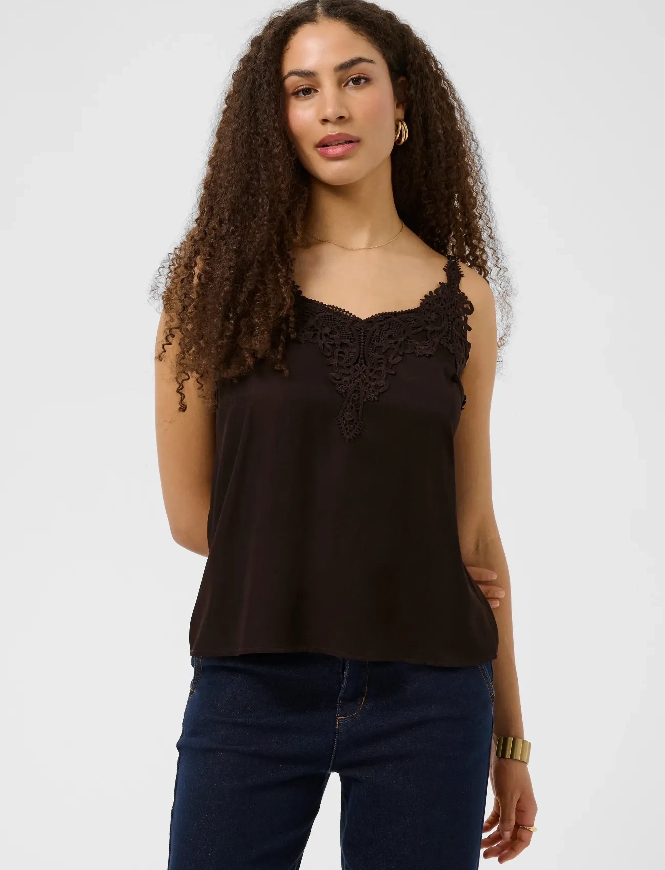 Cream Cranna Top, Kvinder, Blonde Cami Top, Brun, Str: 46