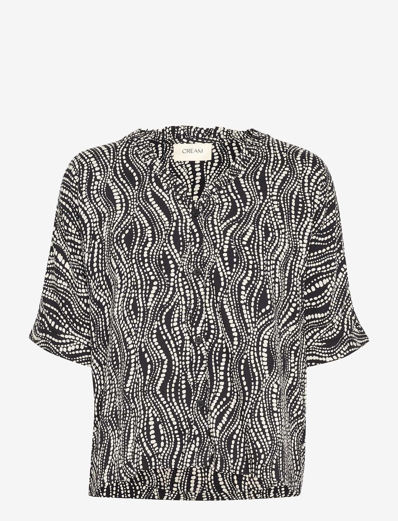 Cream - CRTiah SS Shirt - kortärmade blusar - black wavy dots - 1