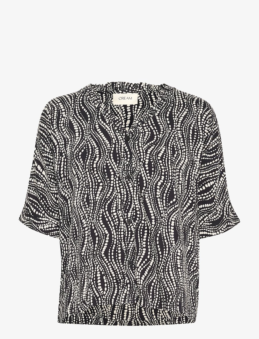 Cream - CRTiah SS Shirt - kurzärmelige blusen - black wavy dots - 1