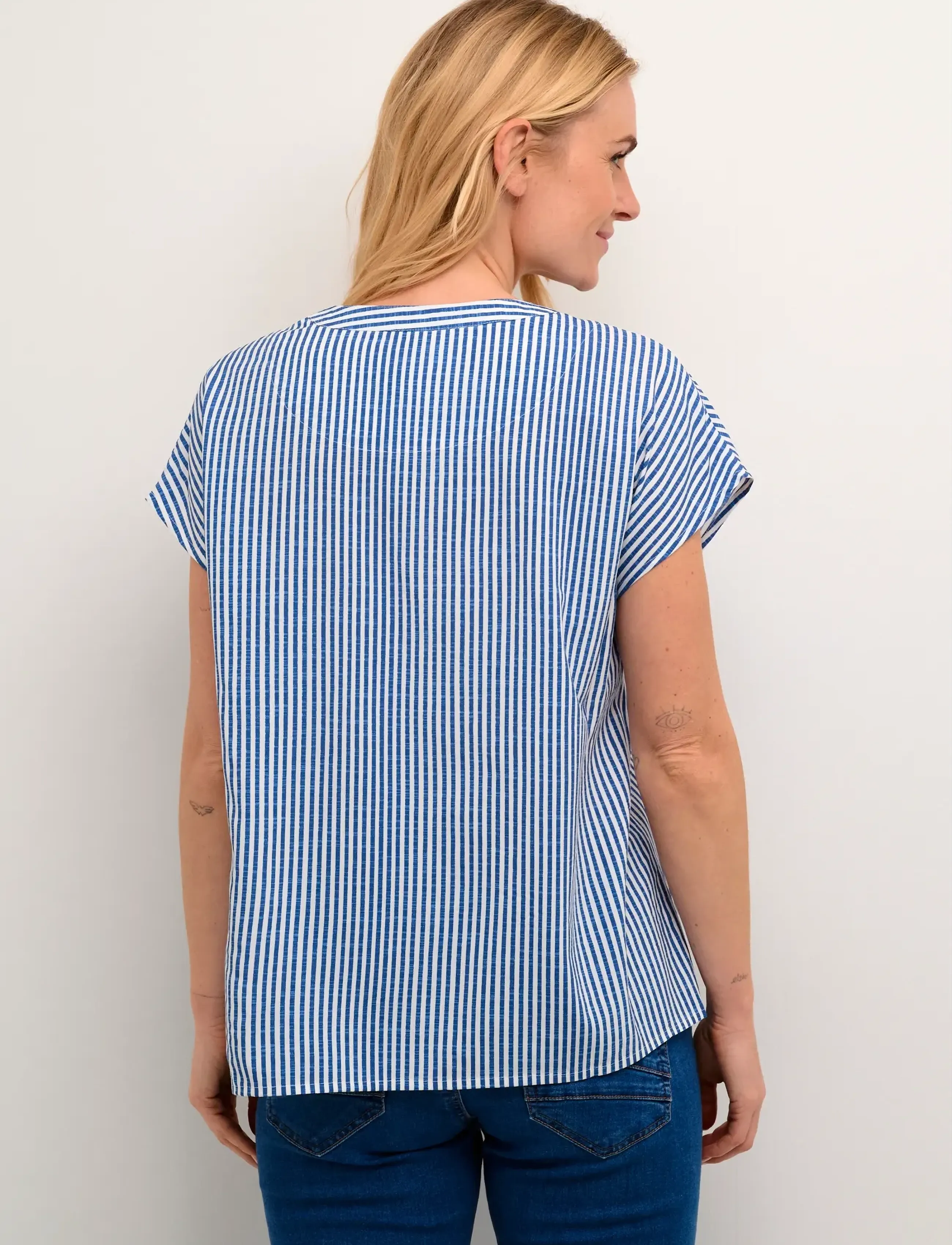 Cream - CRTiah Blouse cap sleeve - kortærmede bluser - blue milkboy - 4