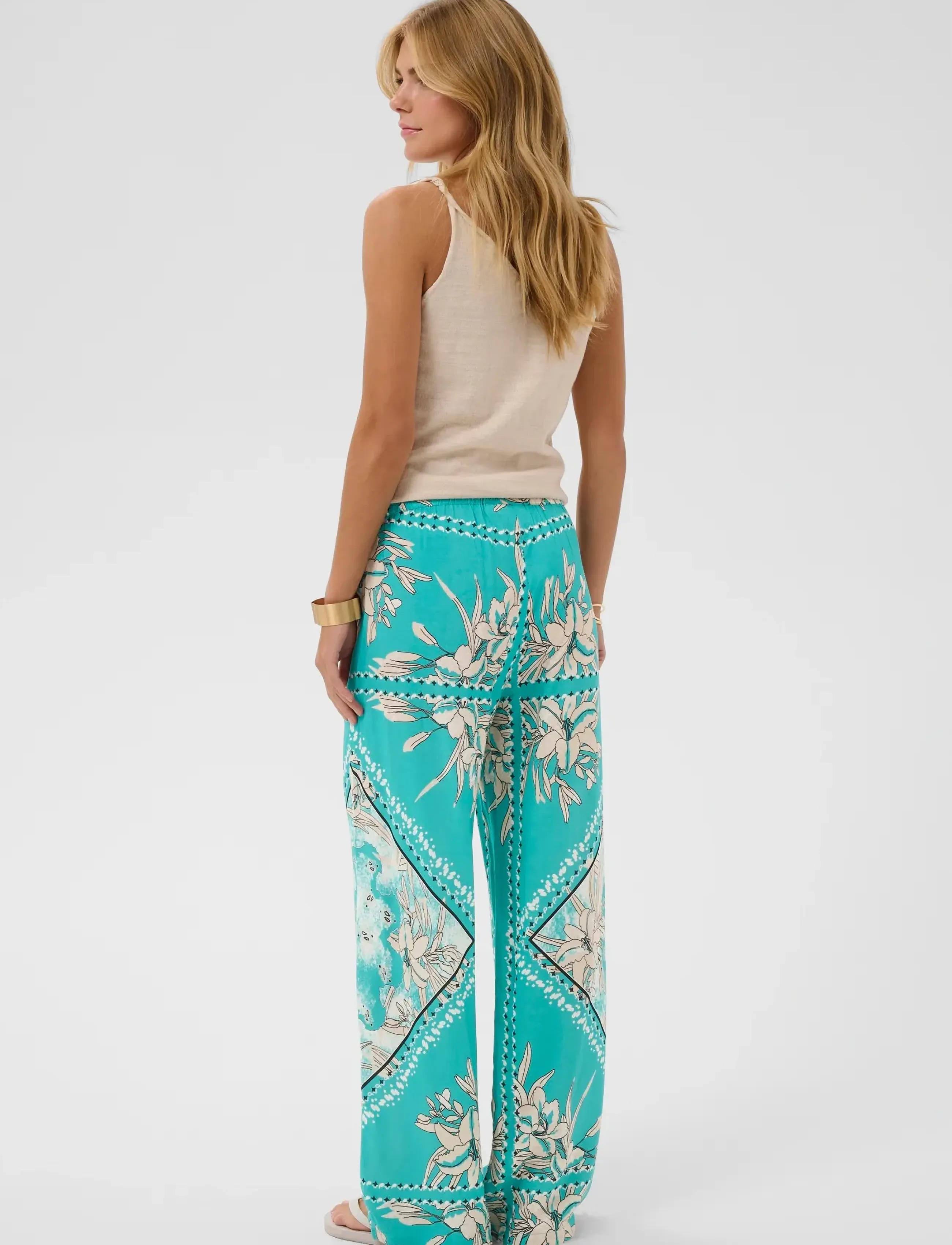 Cream - CRTiah Pant - sirged püksid - ceramic scarf print - 4