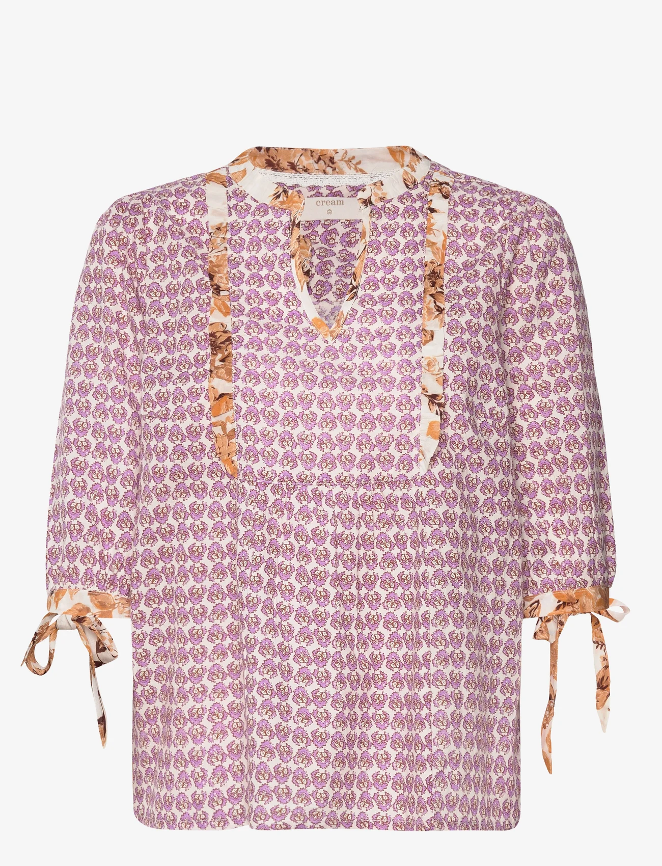 Cream - CRClara blouse - blūzes ar īsām piedurknēm - sarasa flower purple rose - 0