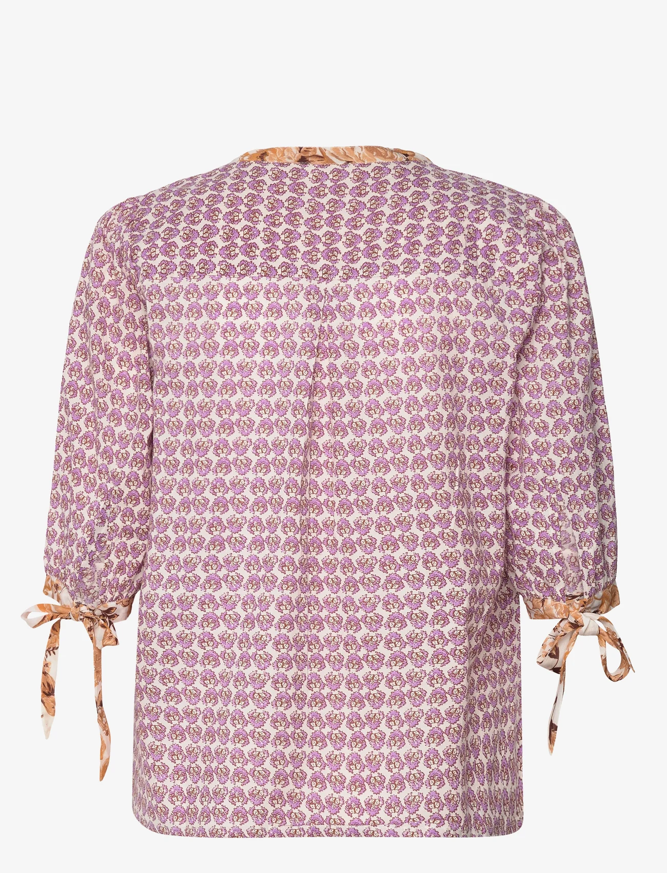 Cream - CRClara blouse - blūzes ar īsām piedurknēm - sarasa flower purple rose - 1