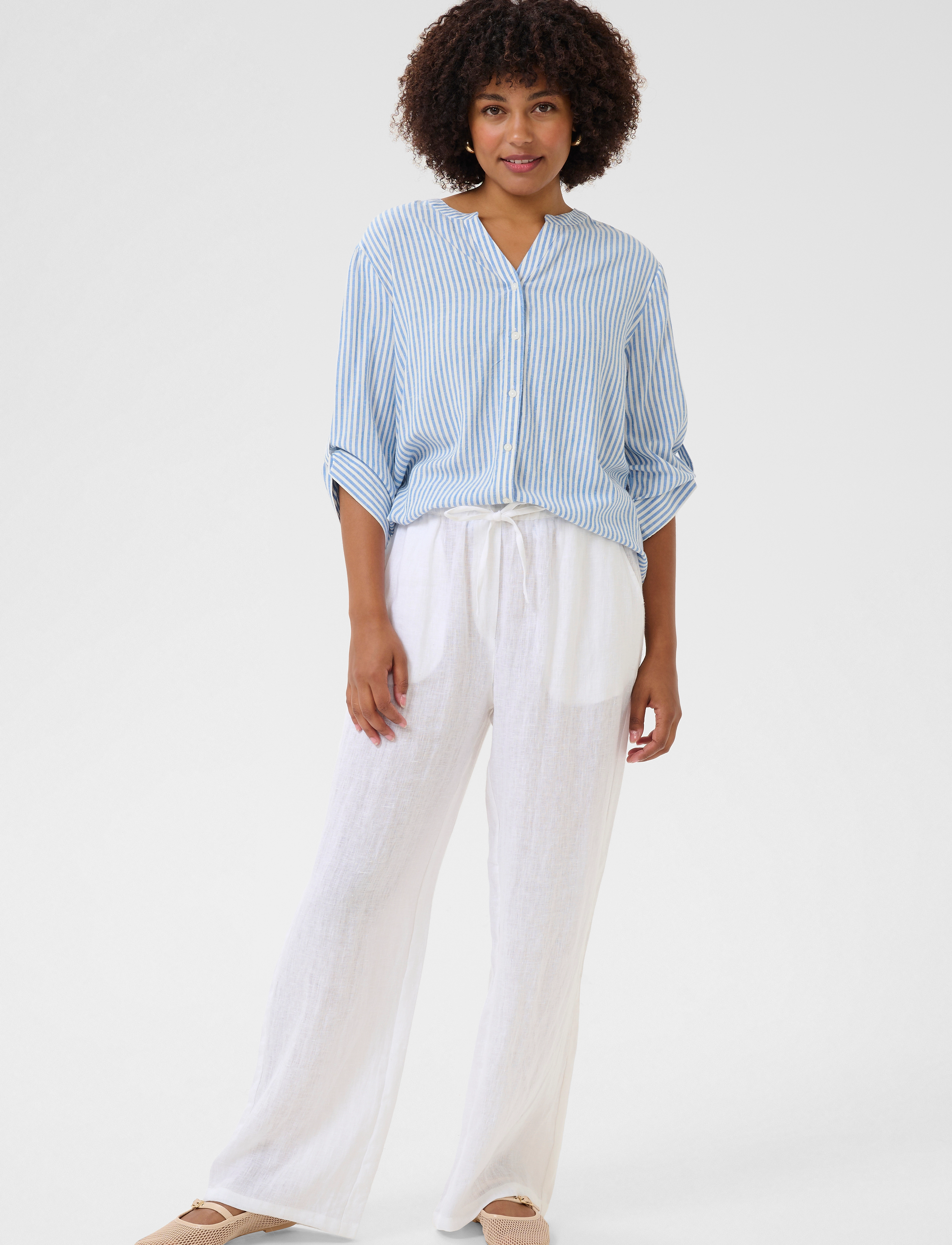 Cream - CRBellis Linen Pant - snow white - 3
