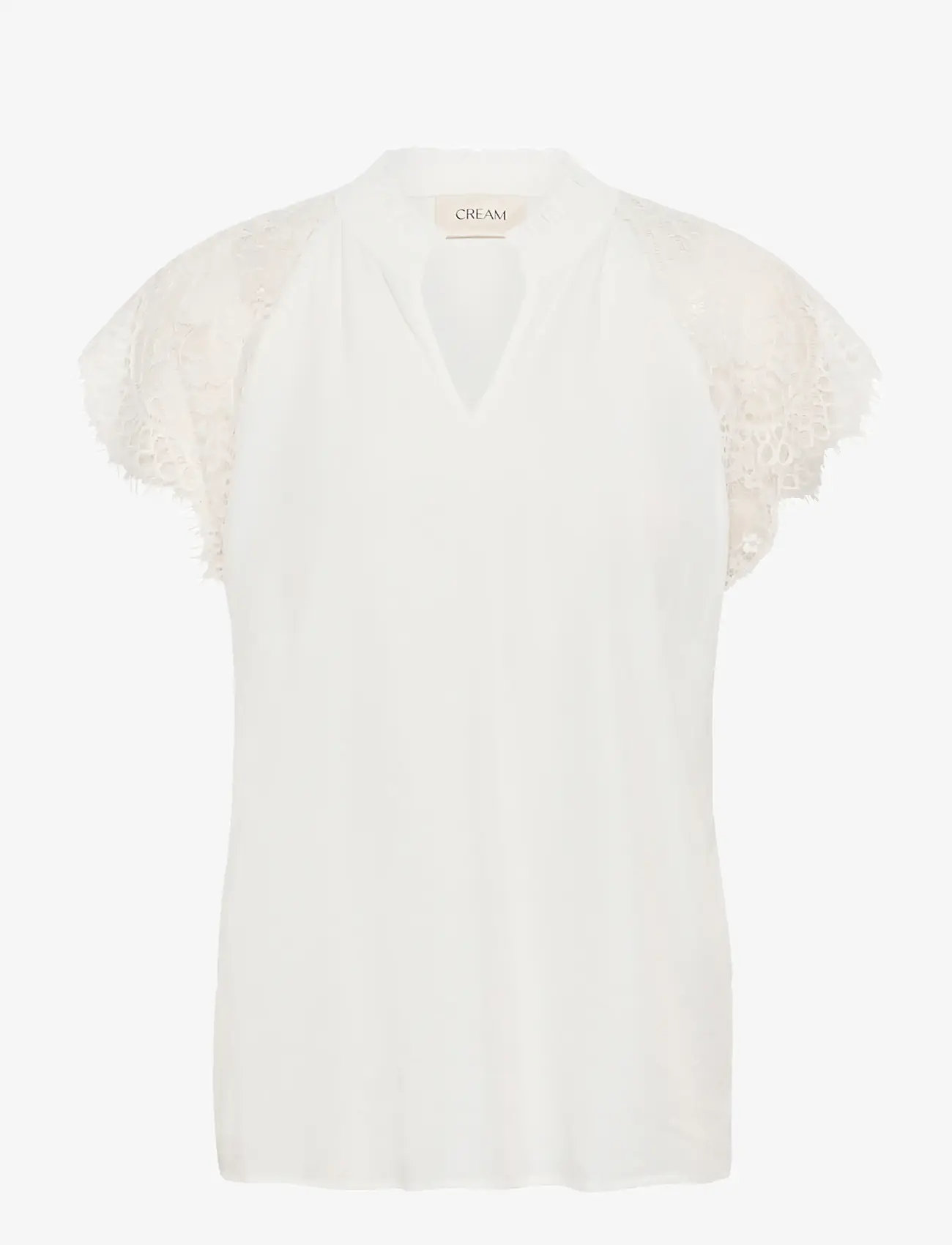 Cream - CRNola Lace Blouse - short-sleeved blouses - snow white - 1