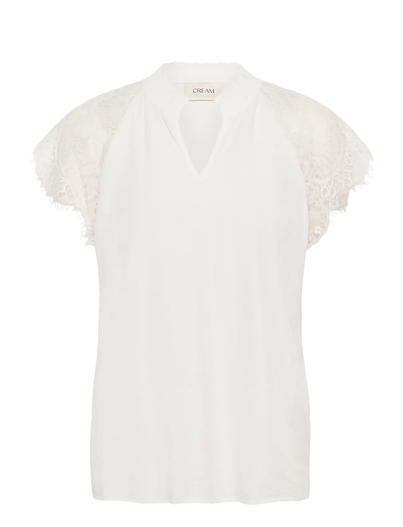 Cream - CRNola Lace Blouse - kurzämlige blusen - snow white - 1