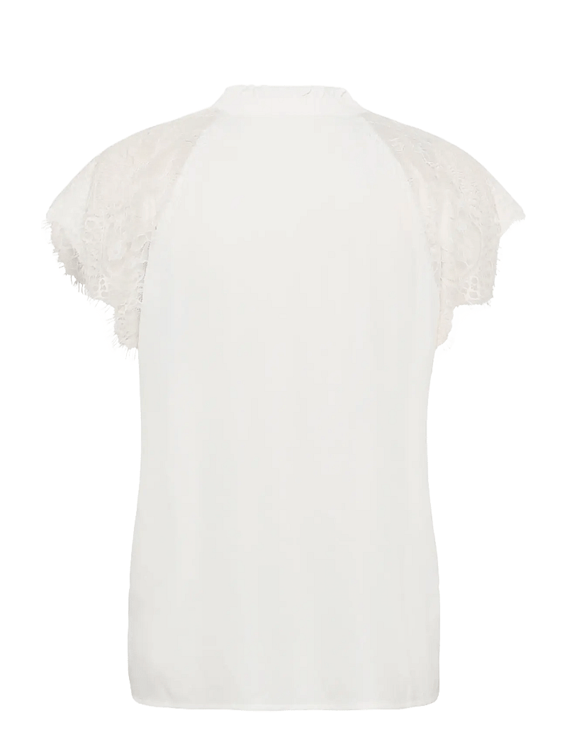 Cream - CRNola Lace Blouse - kurzämlige blusen - snow white - 2