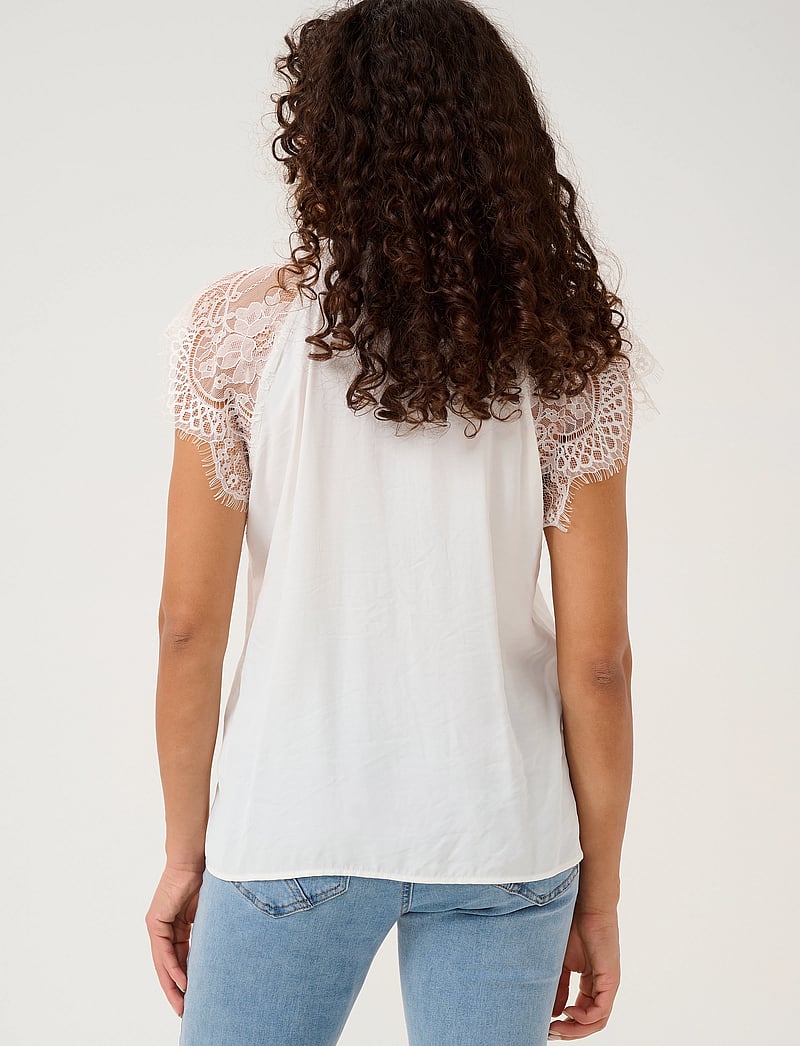 Cream - CRNola Lace Blouse - kurzämlige blusen - snow white - 5