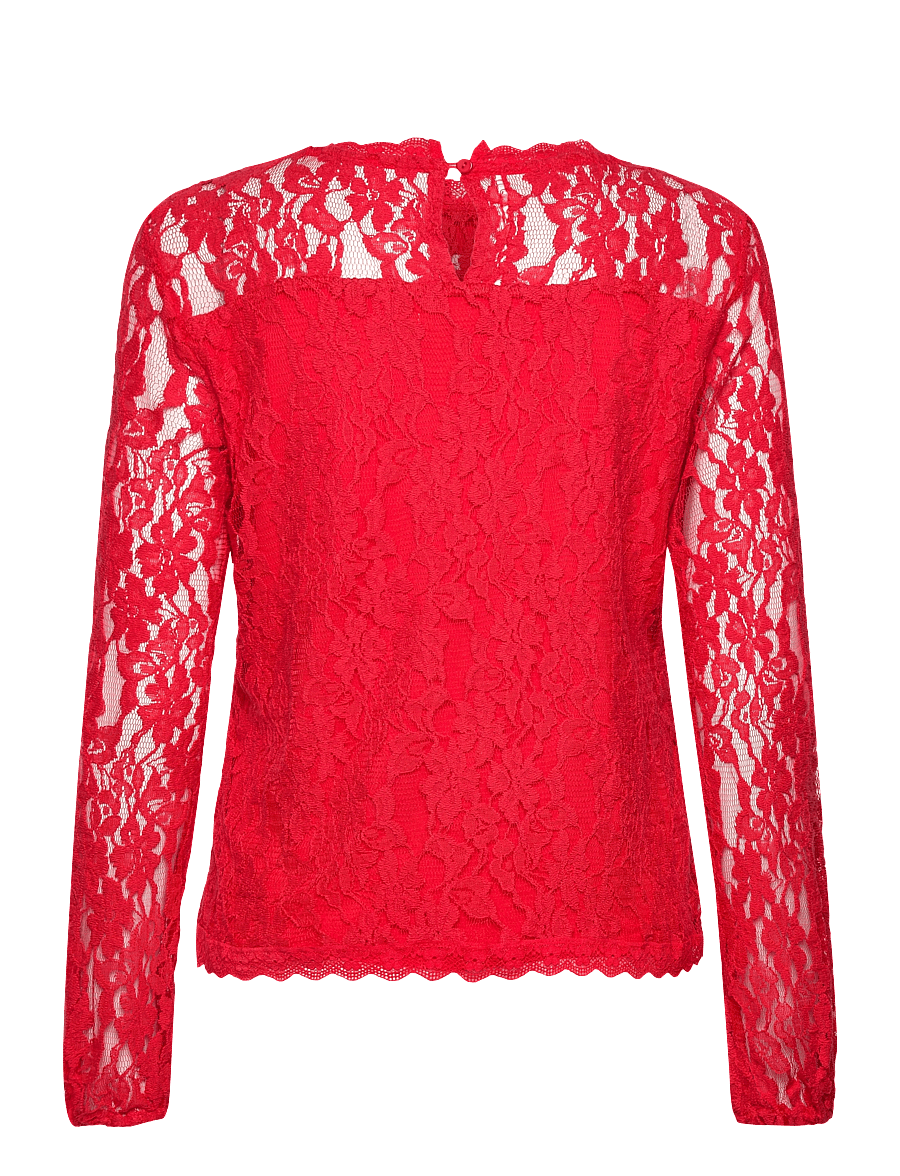 Cream - CRKit Lace LS Blouse - langärmelige blusen - high risk red - 0