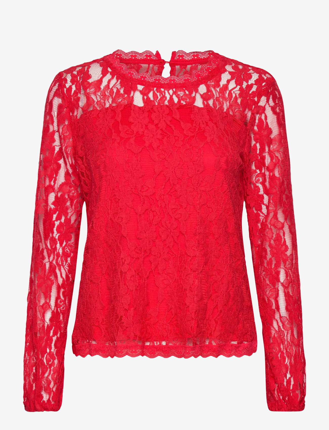 Cream - CRKit Lace LS Blouse - long sleeved blouses - high risk red - 1