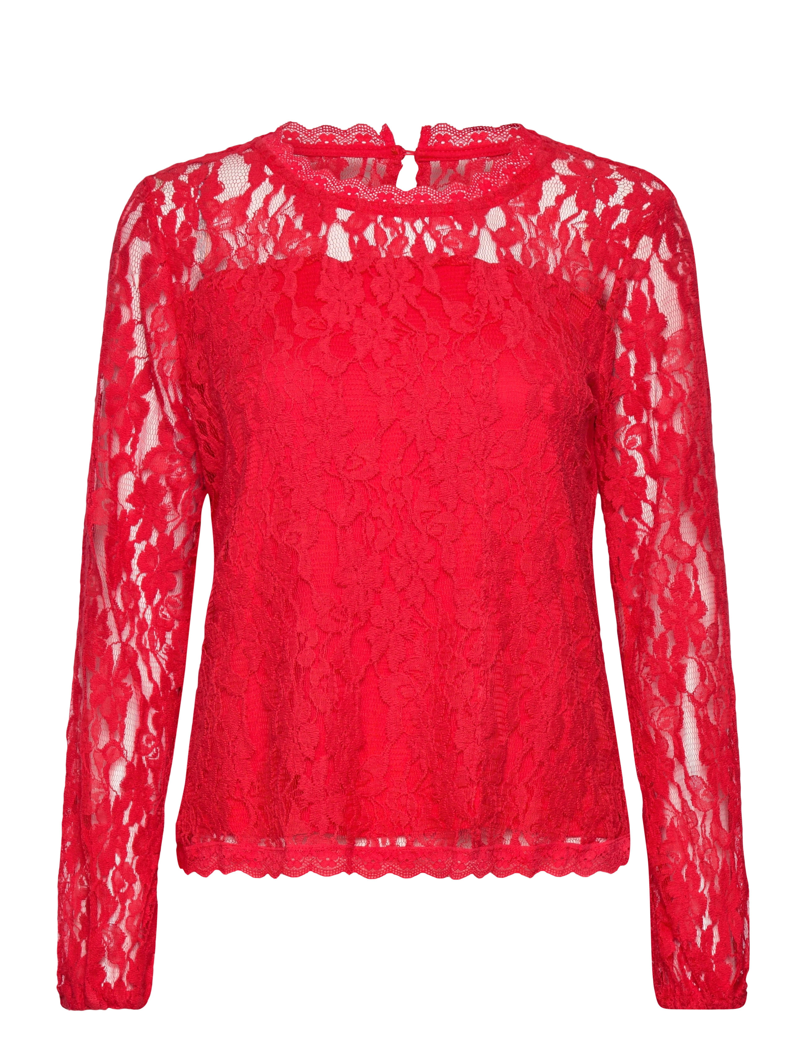Cream - CRKit Lace LS Blouse - langärmelige blusen - high risk red - 1