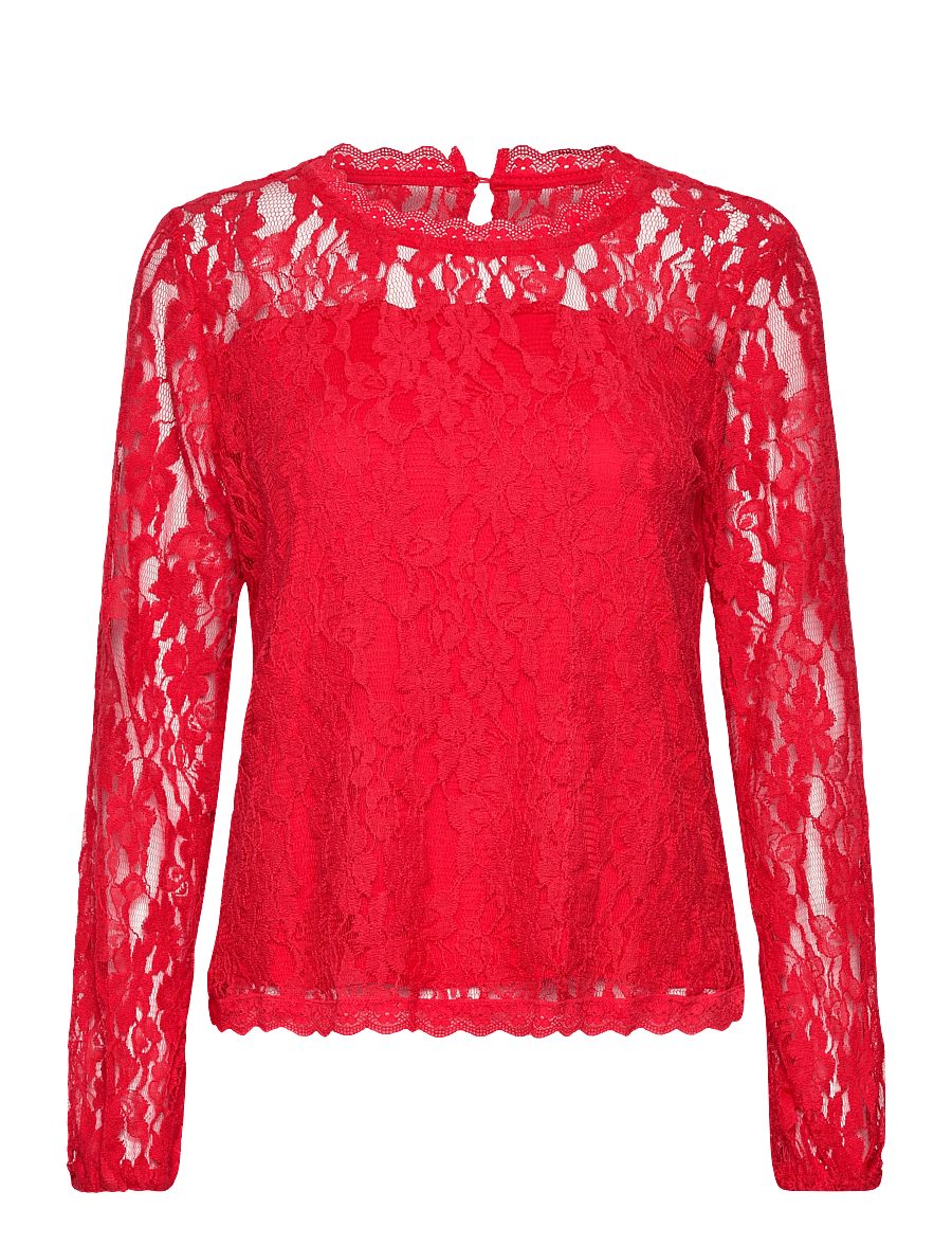 Cream - CRKit Lace LS Blouse - langärmelige blusen - high risk red - 1
