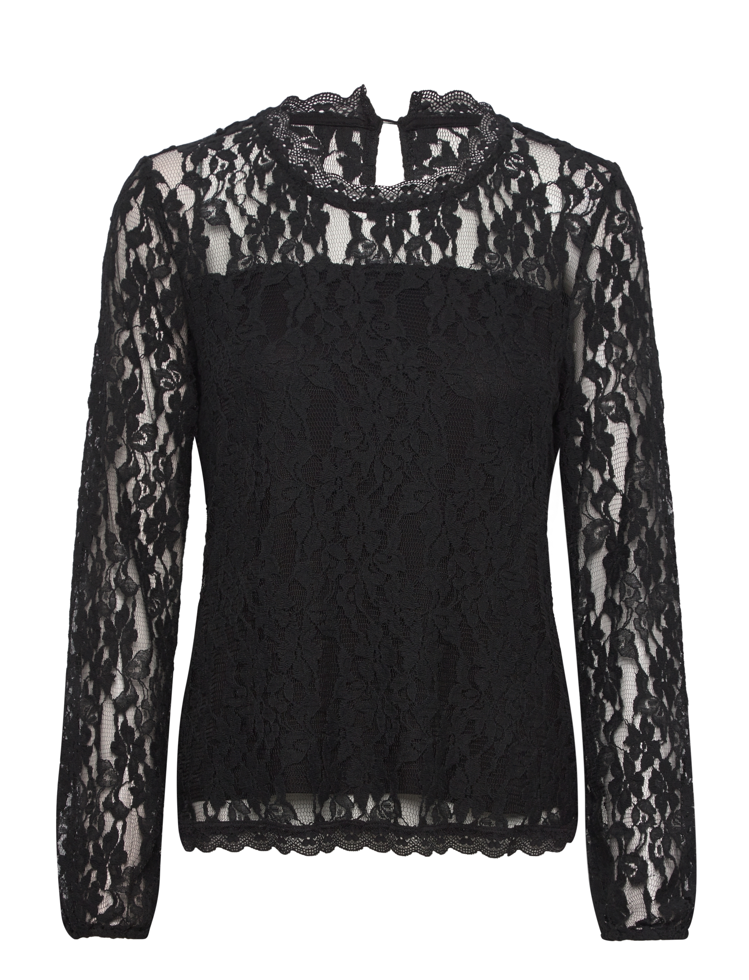 Cream CRKit Lace LS Blouse - Bluser - PITCH BLACK / black
