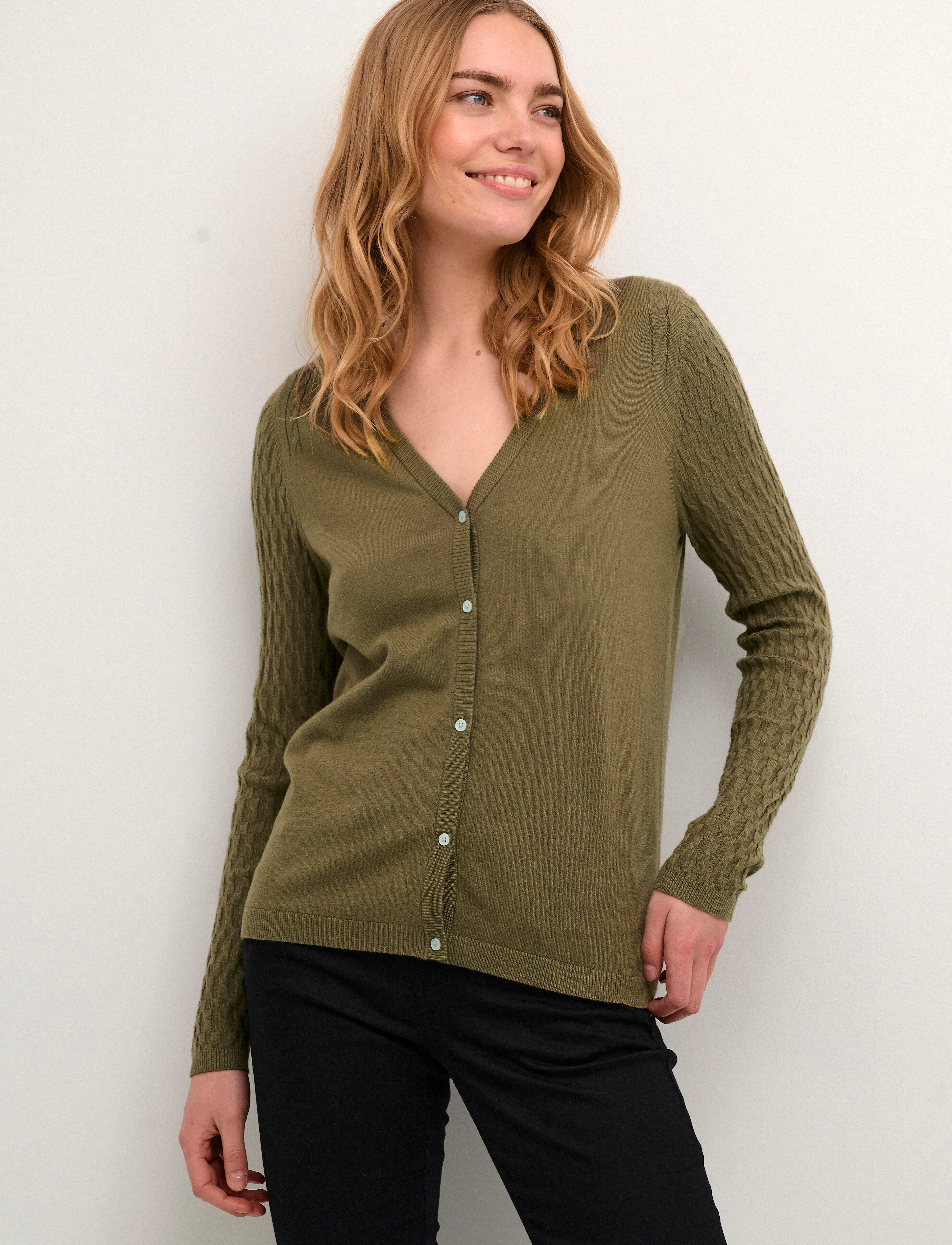 Cream - CRDela Cable Knit Cardigan - sea turtle - 2