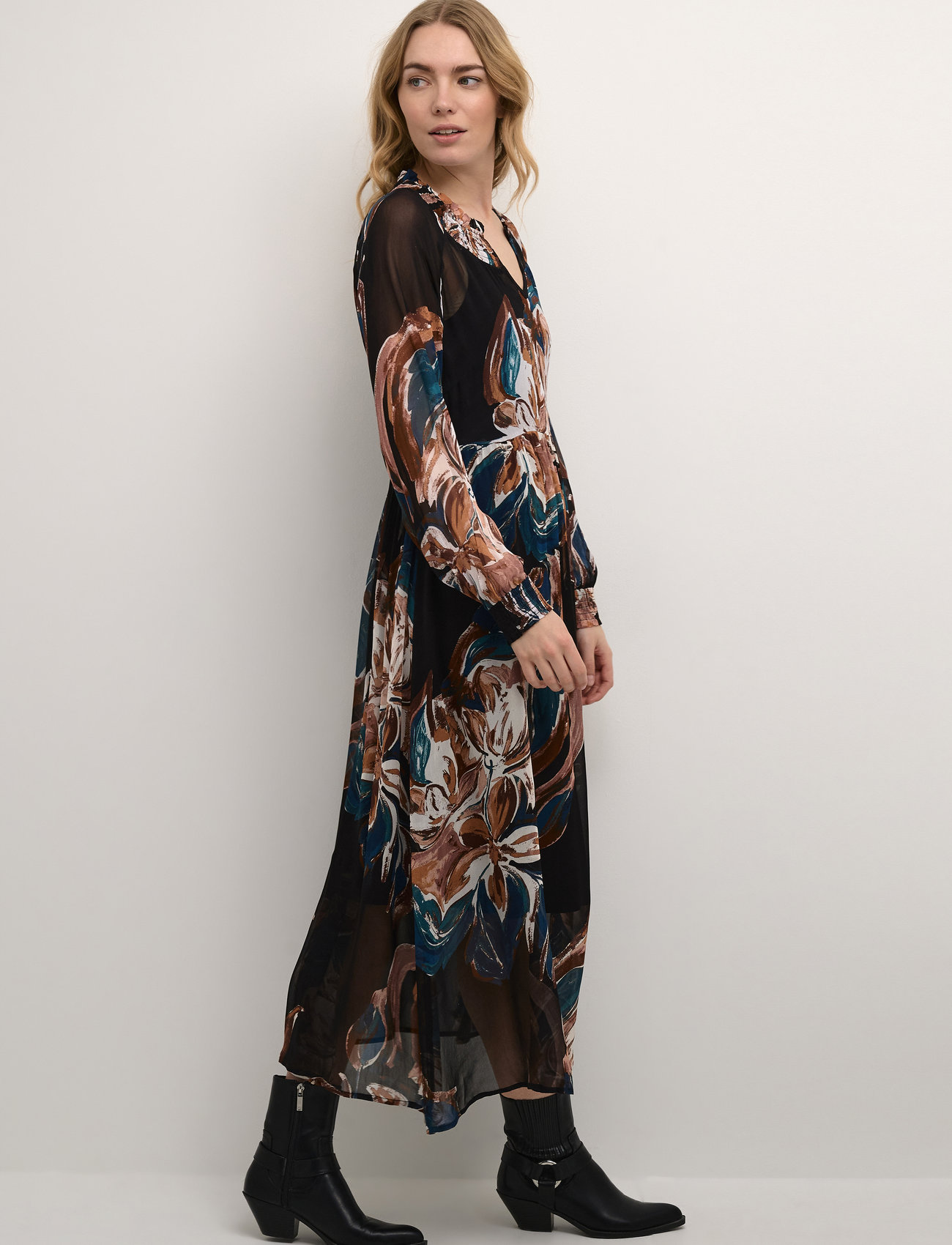 Cream - CRJasmina Dress - Zally Fit - maxi dresses - aqural print black - 1