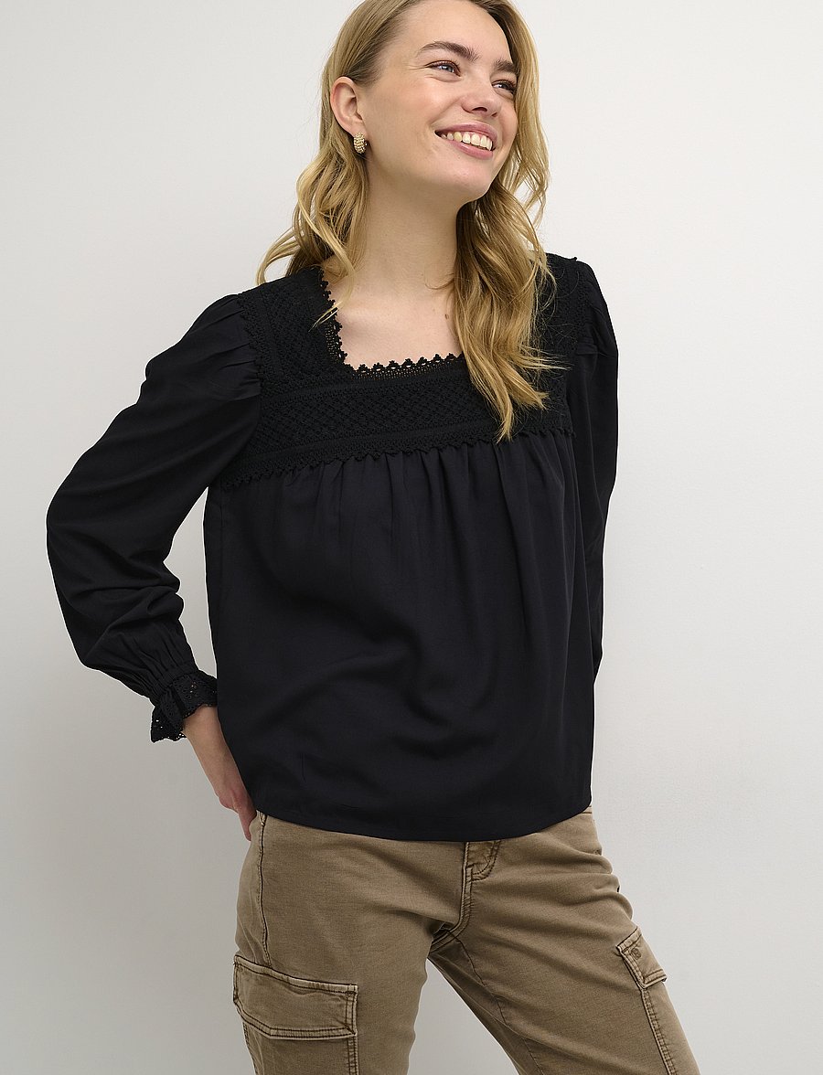 Cream - CRMilla Blouse - långärmade blusar - pitch black - 0