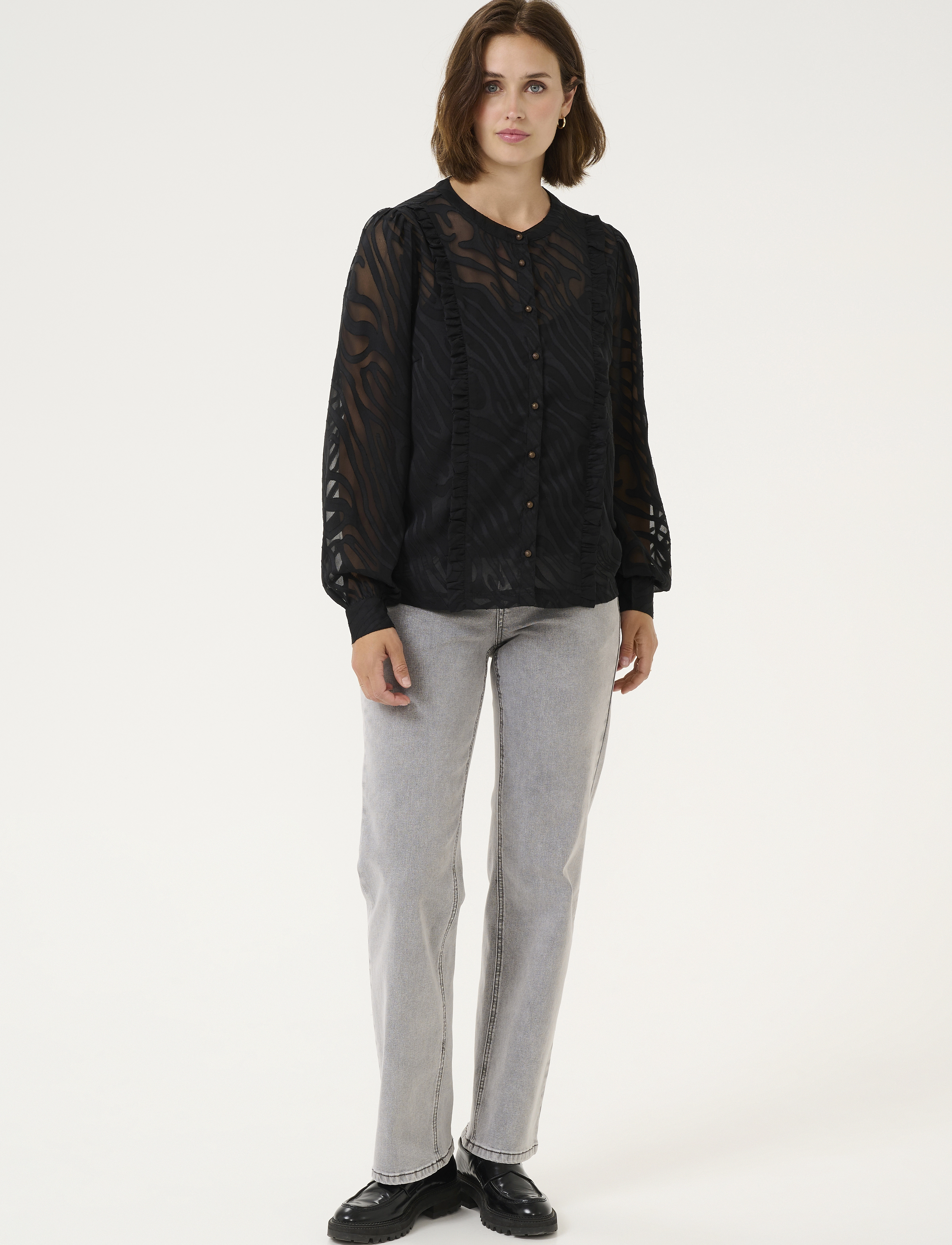 Cream - CRYana Shirt - pikkade varrukatega pluusid - pitch black animal - 3