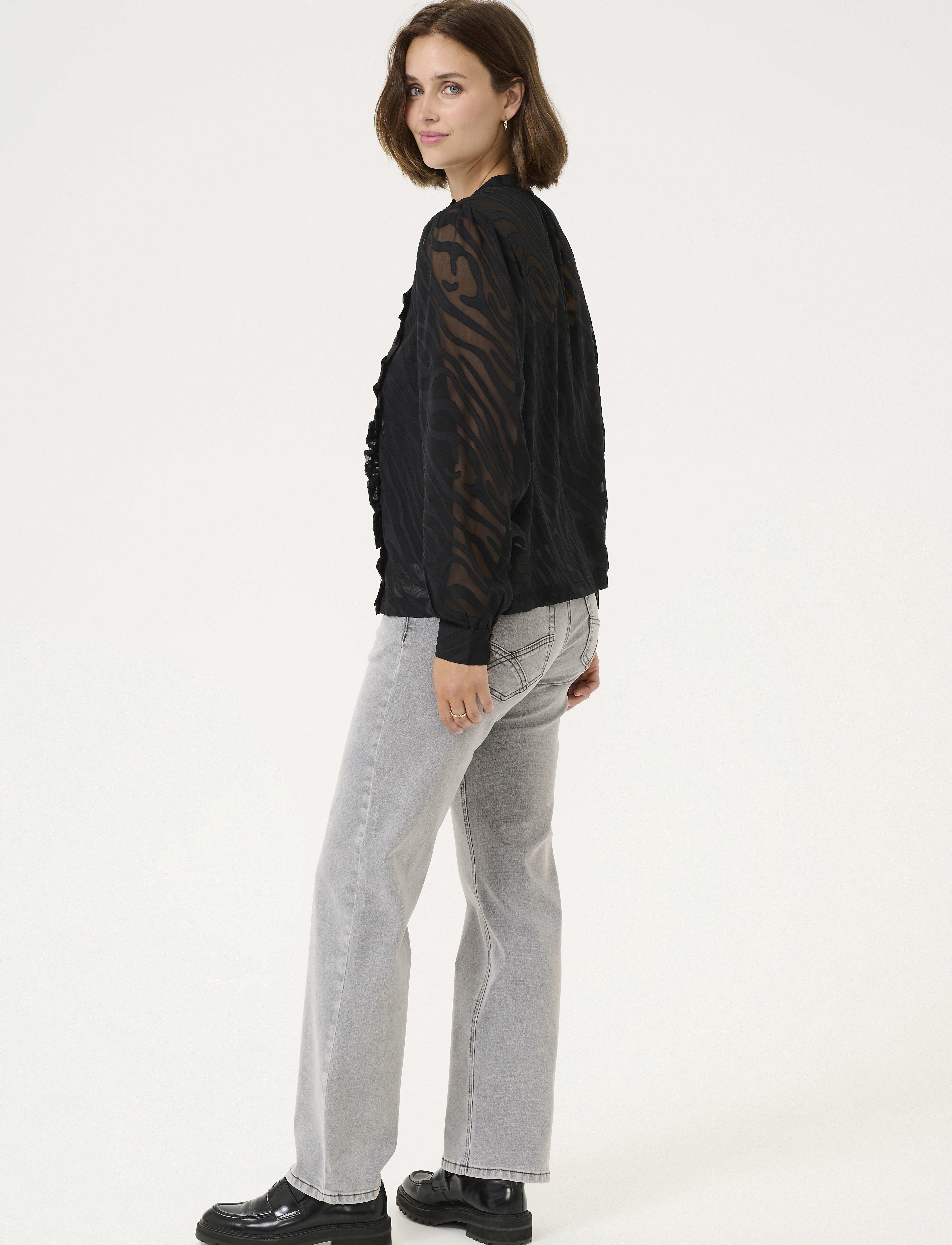 Cream - CRYana Shirt - pikkade varrukatega pluusid - pitch black animal - 4