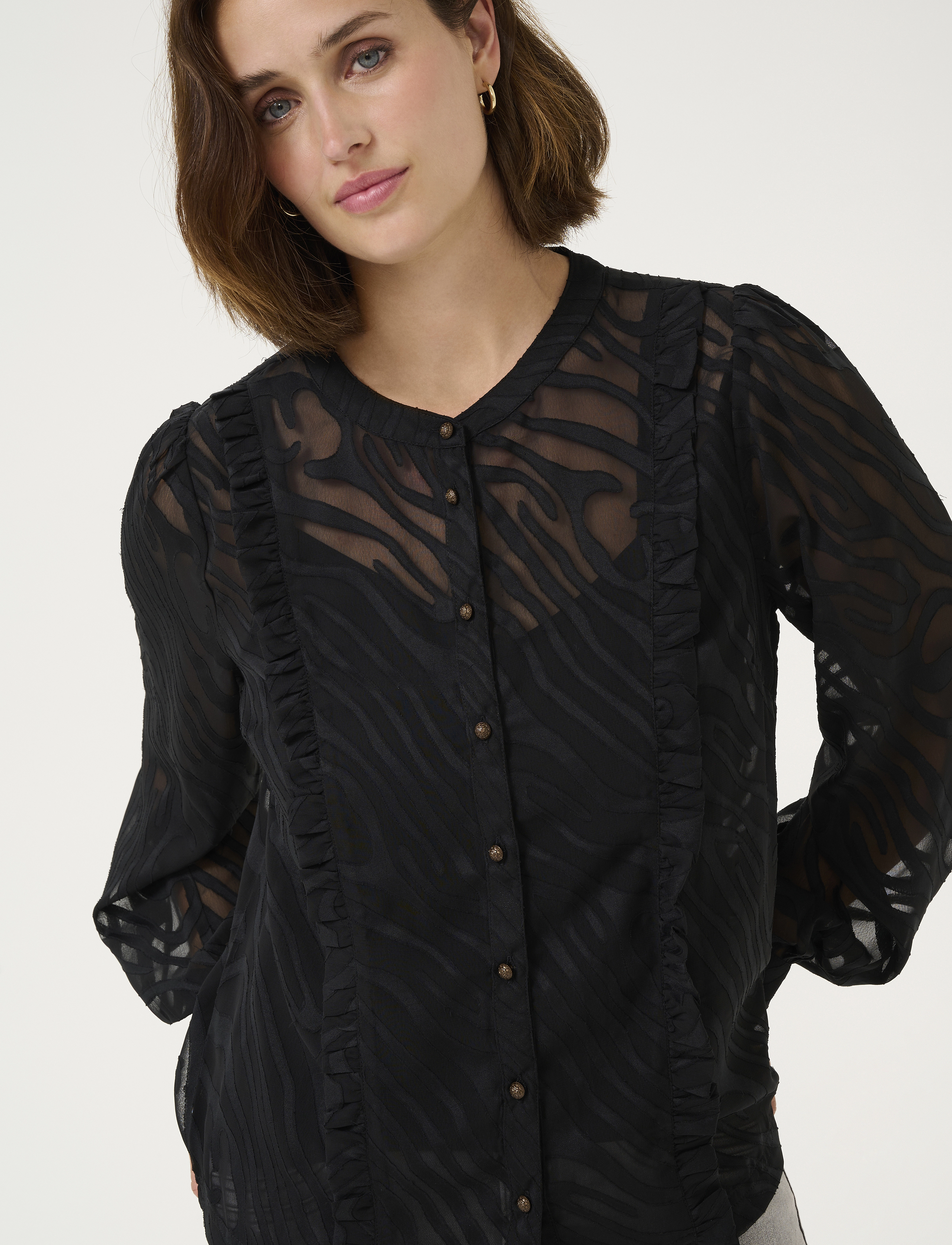 Cream - CRYana Shirt - pikkade varrukatega pluusid - pitch black animal - 5