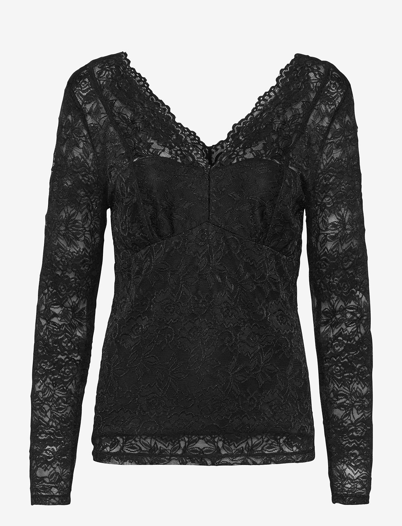 Cream - CRGlaze Blouse w. Lining - langærmede bluser - pitch black - 1