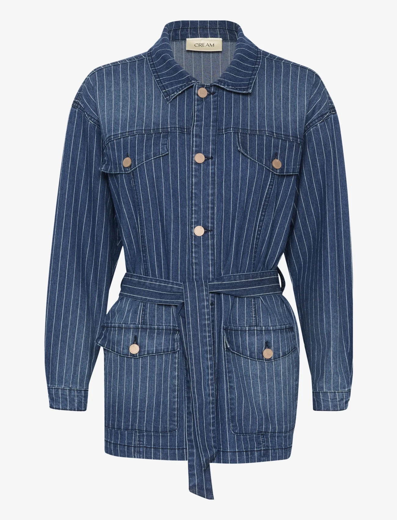 Cream - CRFrida Denim Jacket - pavasara jakas - medium blue striped denim - 0