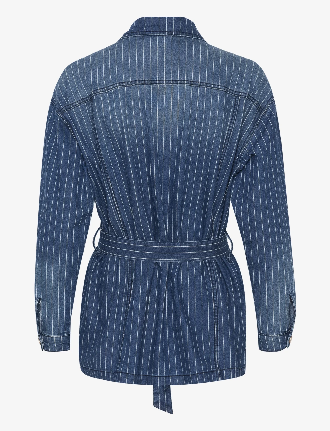 Cream - CRFrida Denim Jacket - spring jackets - medium blue striped denim - 1
