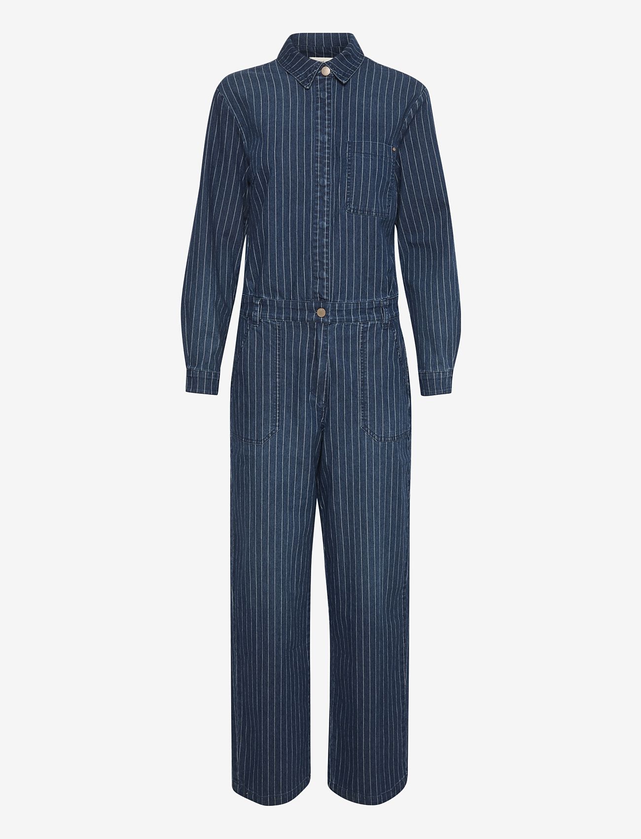Cream - CRFrida Ankl Denim Jumpsuit - plus size - medium blue striped denim - 0