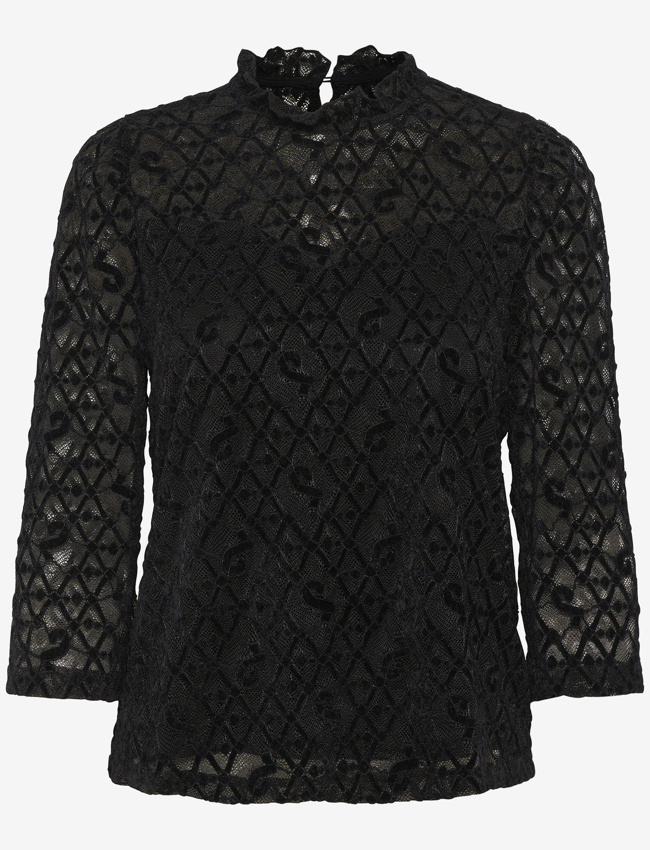 Cream - CRGila Lace Blouse With Lining - langærmede bluser - pitch black - 1