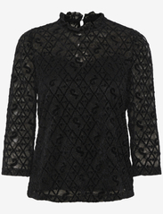 Cream - CRGila Lace Blouse With Lining - long-sleeved blouses - pitch black - 0