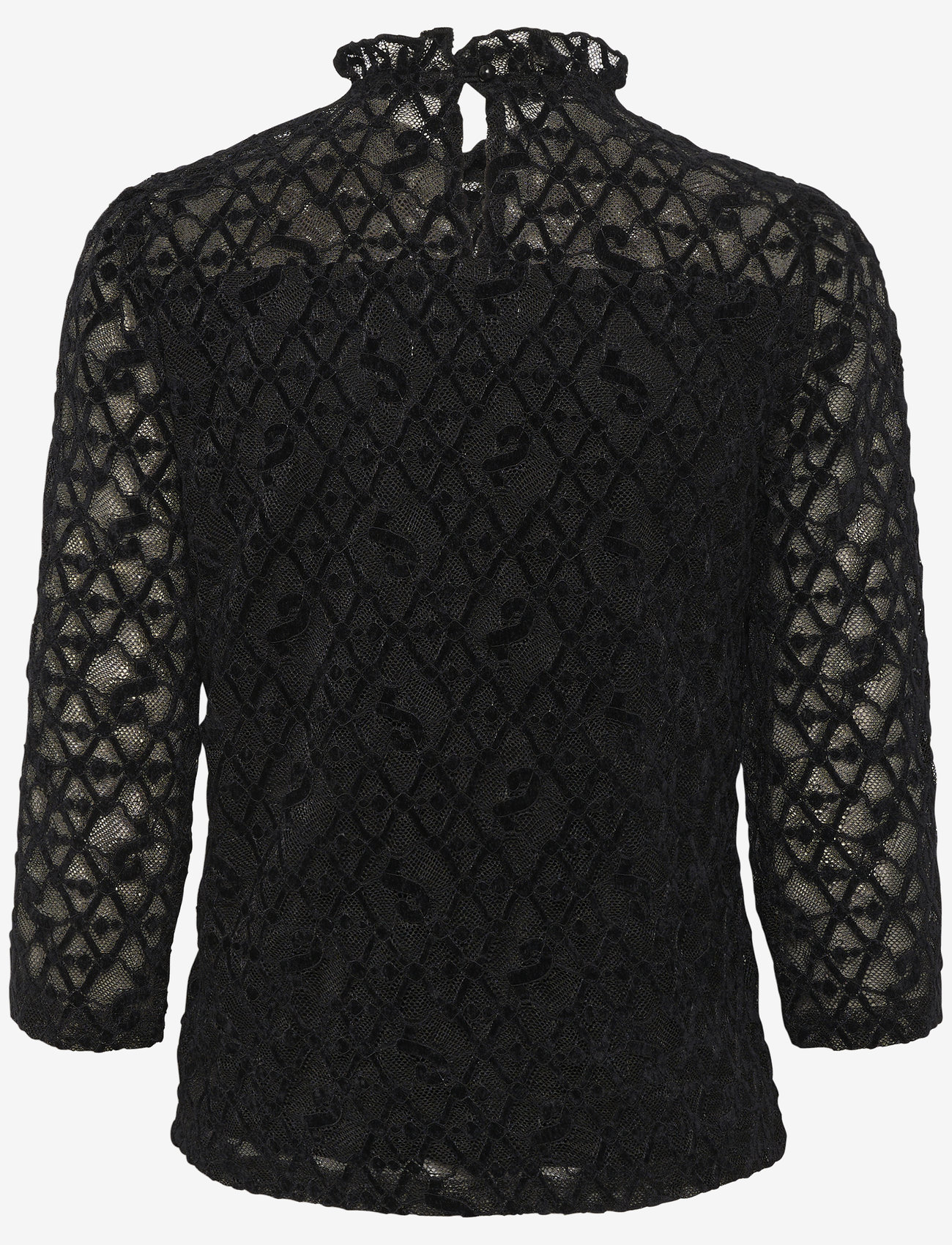 Cream - CRGila Lace Blouse With Lining - langærmede bluser - pitch black - 2