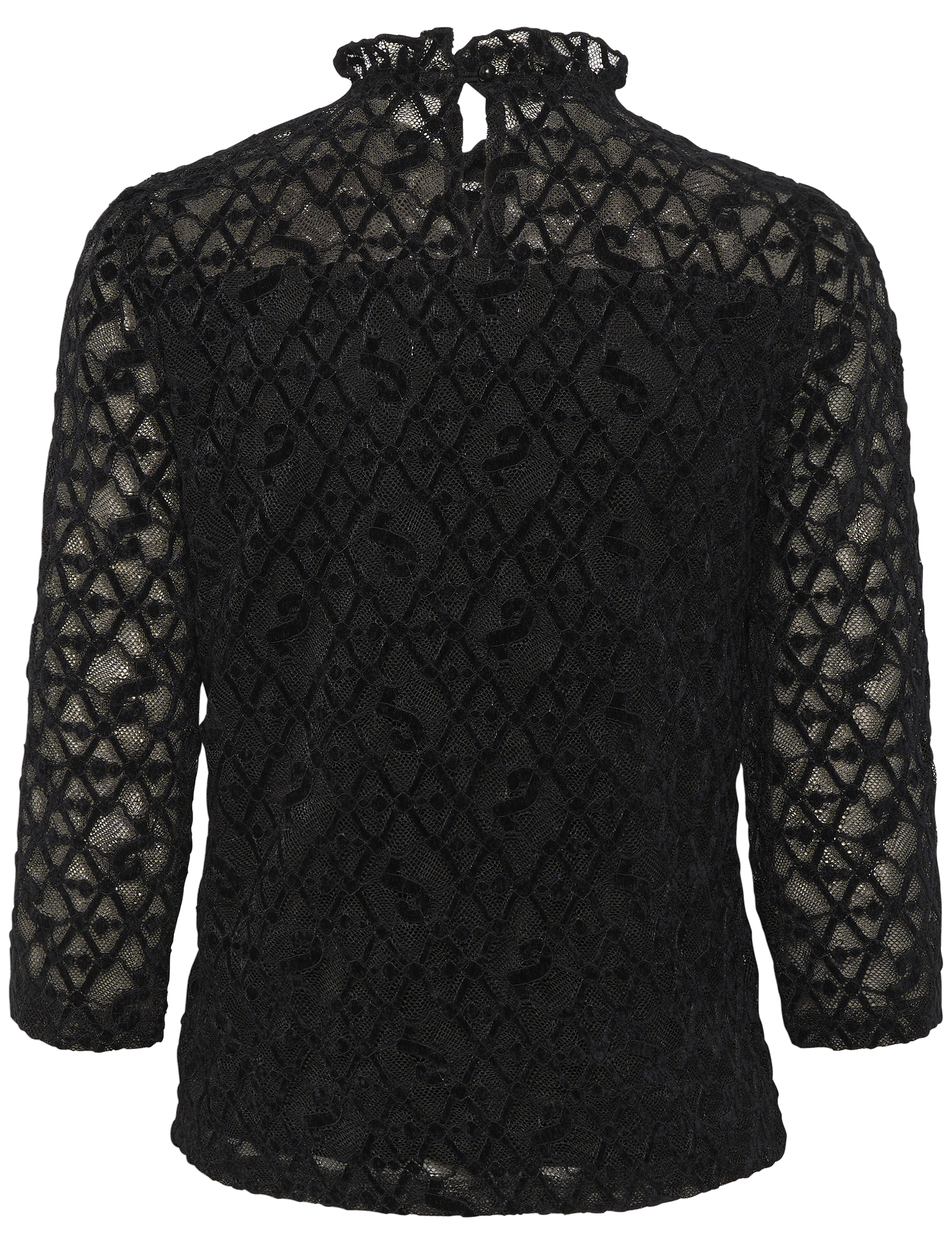 Cream - CRGila Lace Blouse With Lining - long sleeved blouses - pitch black - 2