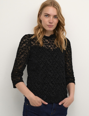 Cream - CRGila Lace Blouse With Lining - long-sleeved blouses - pitch black - 2