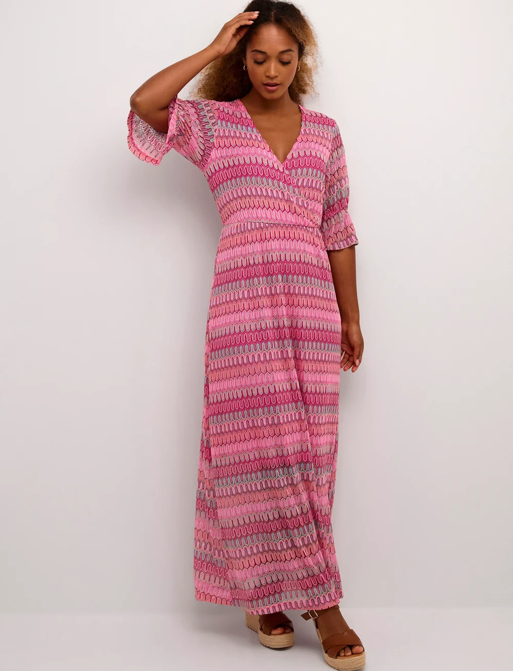 Cream - CRCova Long Dress - hõlmikkleidid - red multicolored jacquard - 0