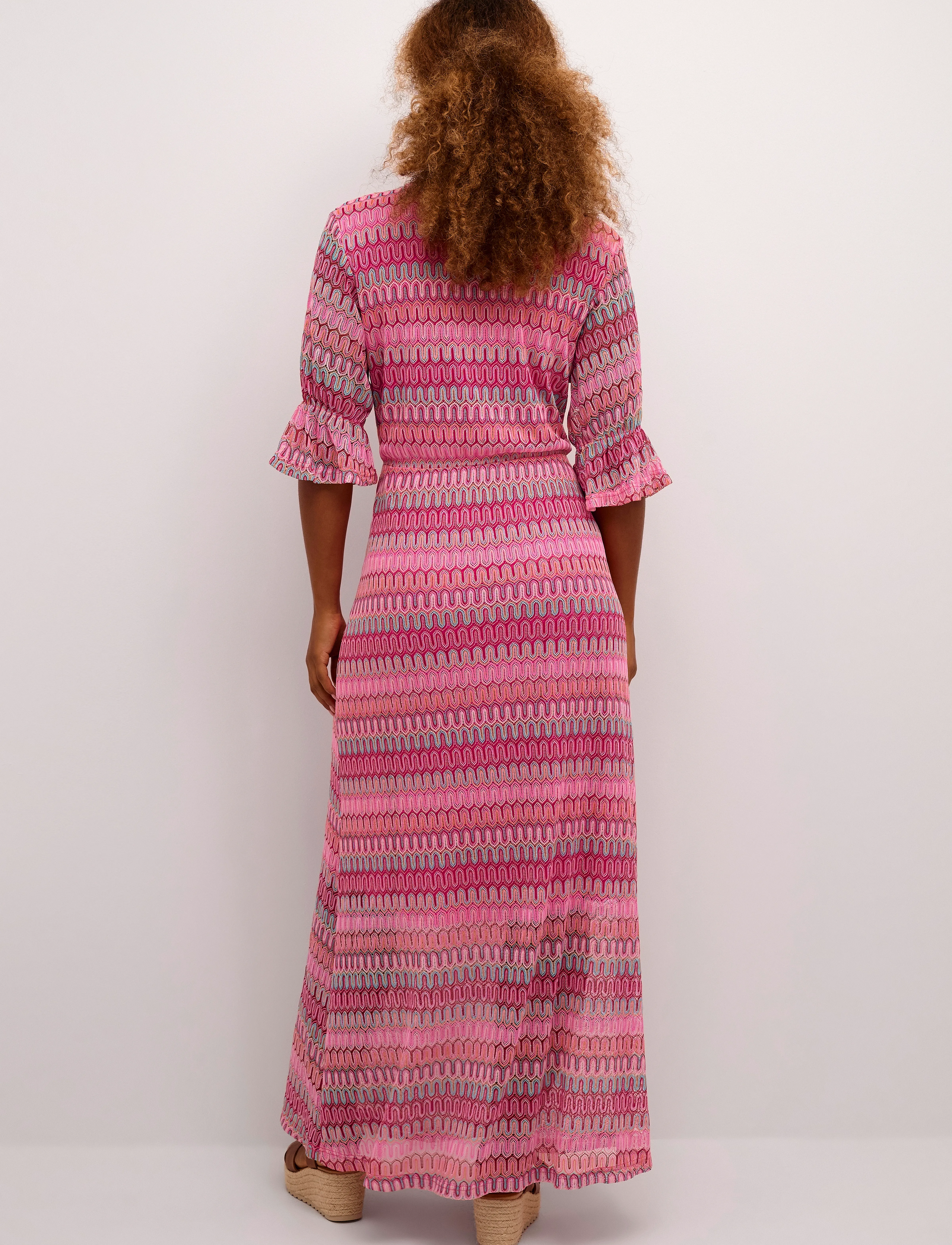 Cream - CRCova Long Dress - red multicolored jacquard - 5