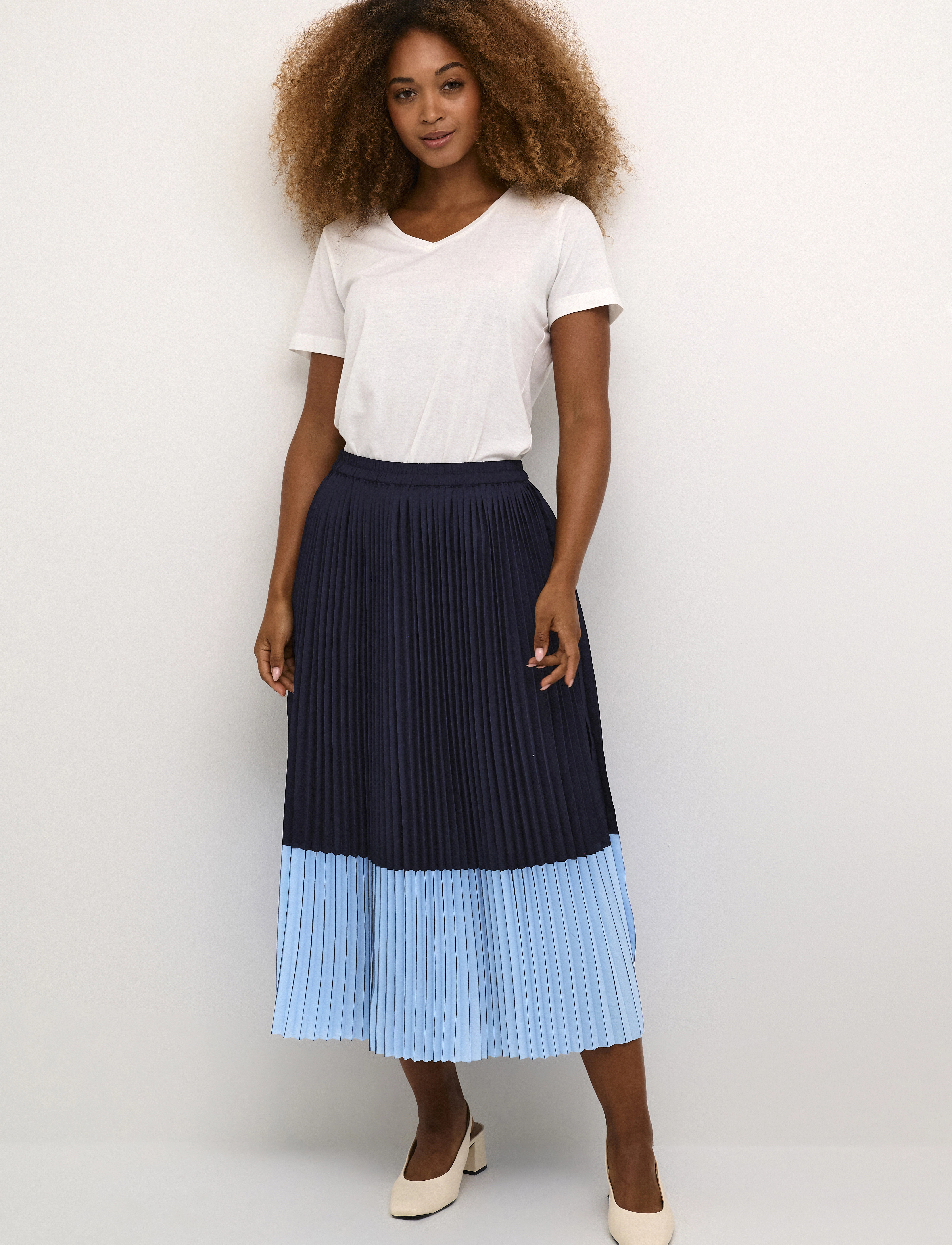 Cream - CRFrida Skirt - midi-röcke - melange blue shadow stripe - 4